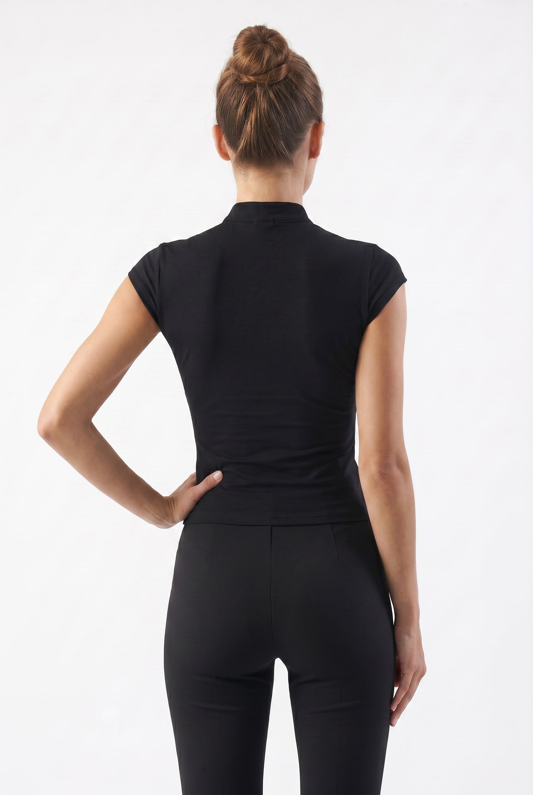 Black Cutout High-Neck Top