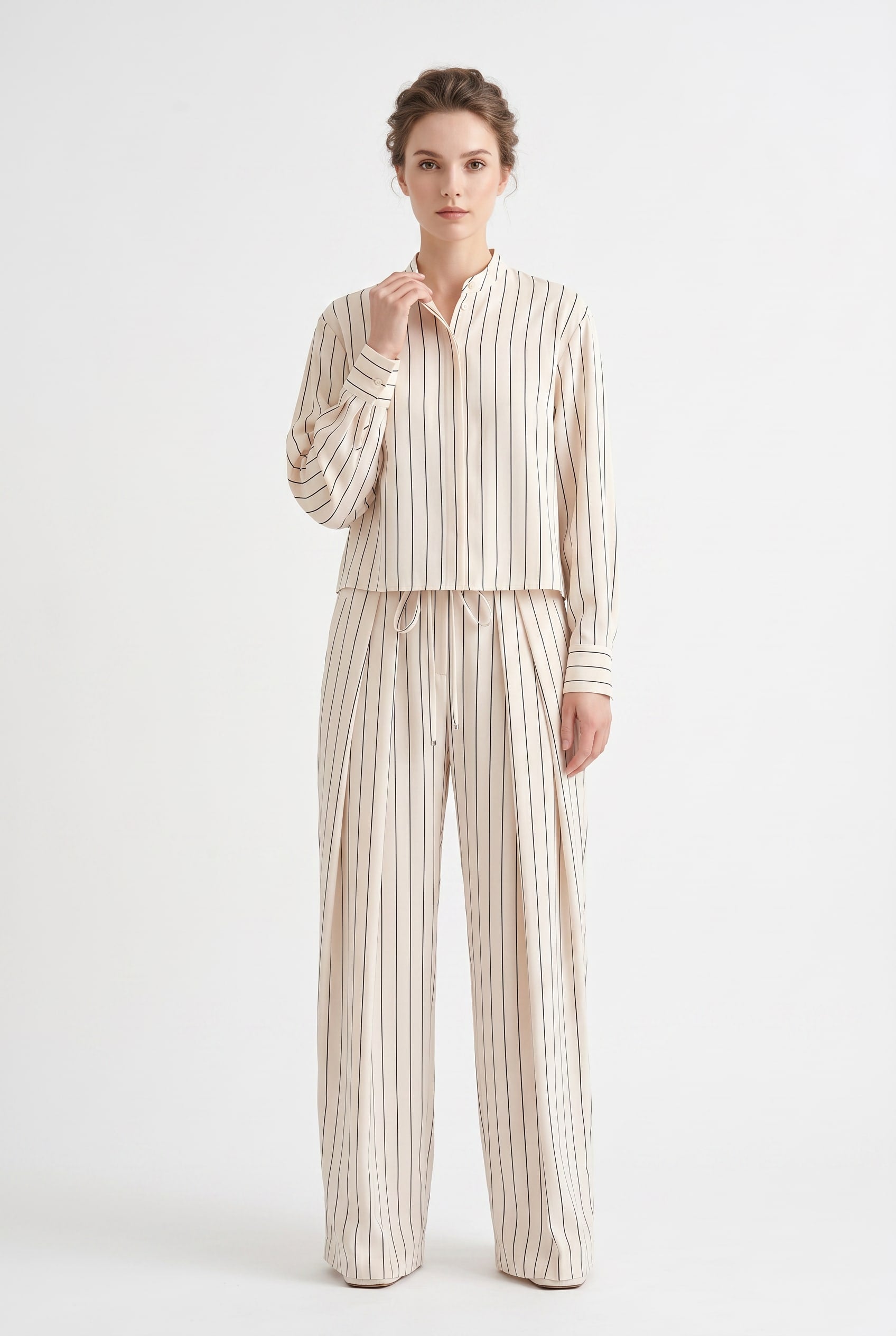 Cream Striped Shirt and Trouser Co-ord