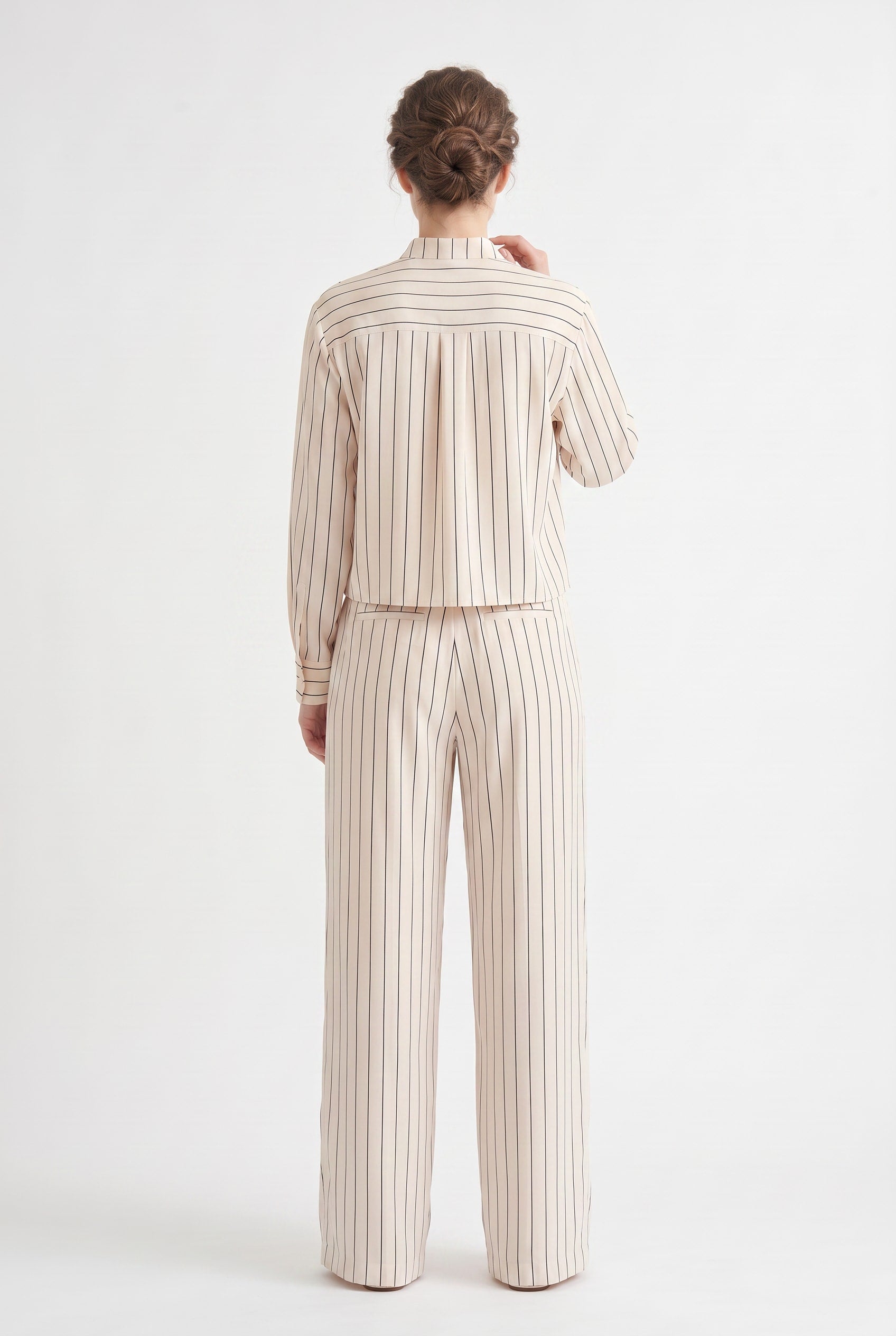 Cream Striped Shirt and Trouser Co-ord