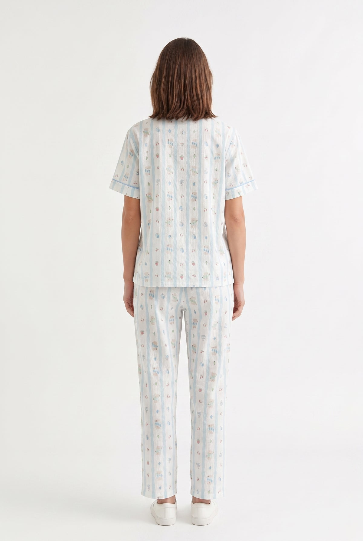 Blue Striped Cotton Pyjama Set