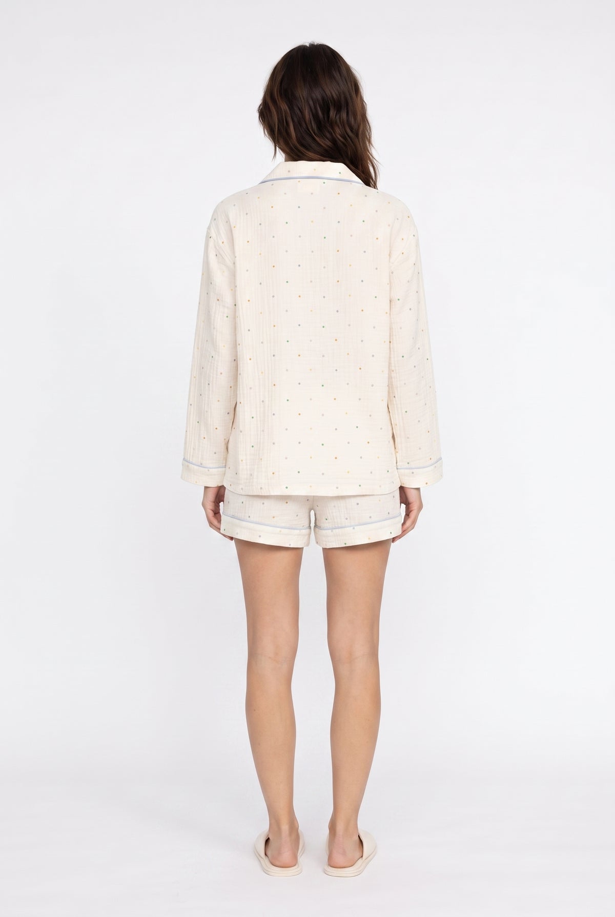 Cream Dotted Cotton Pyjama Set