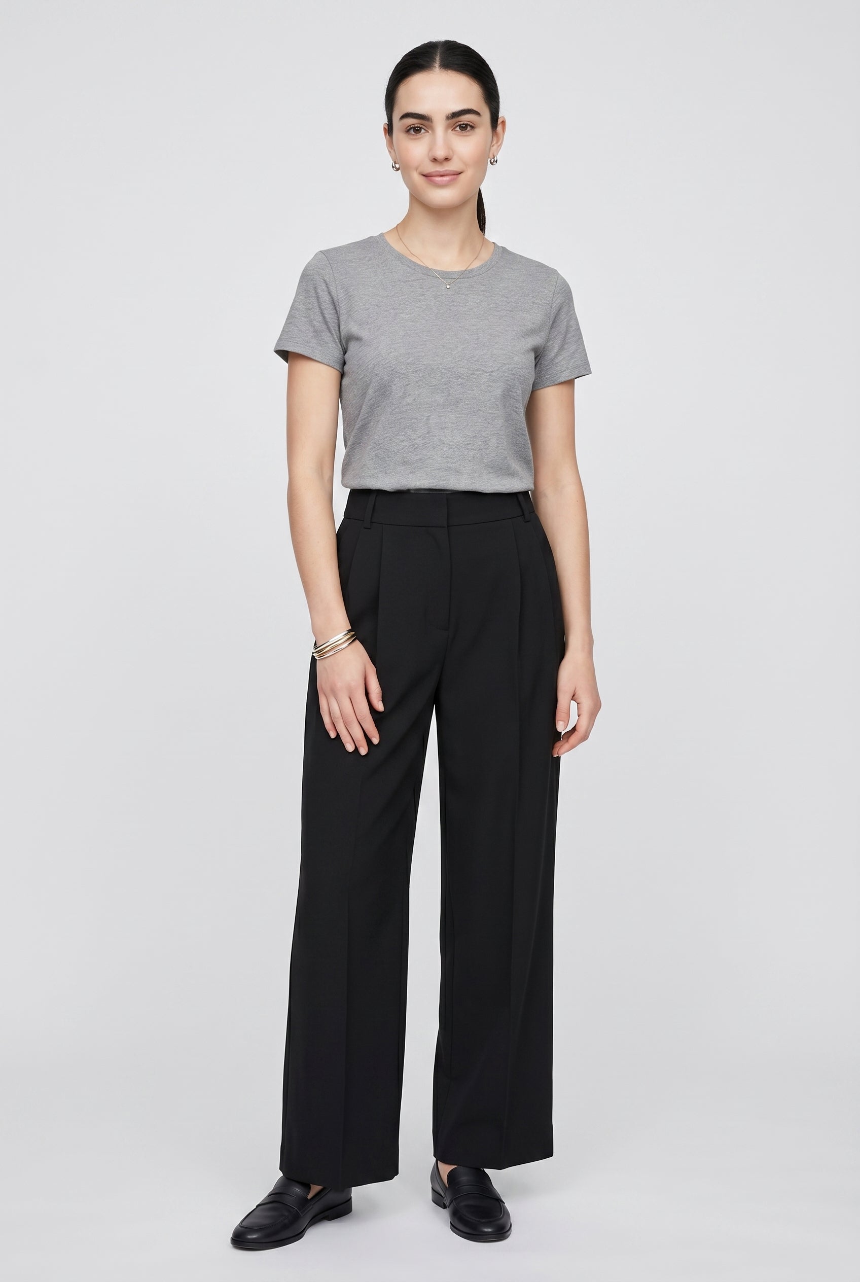 Black Wide Leg Tailored Trousers