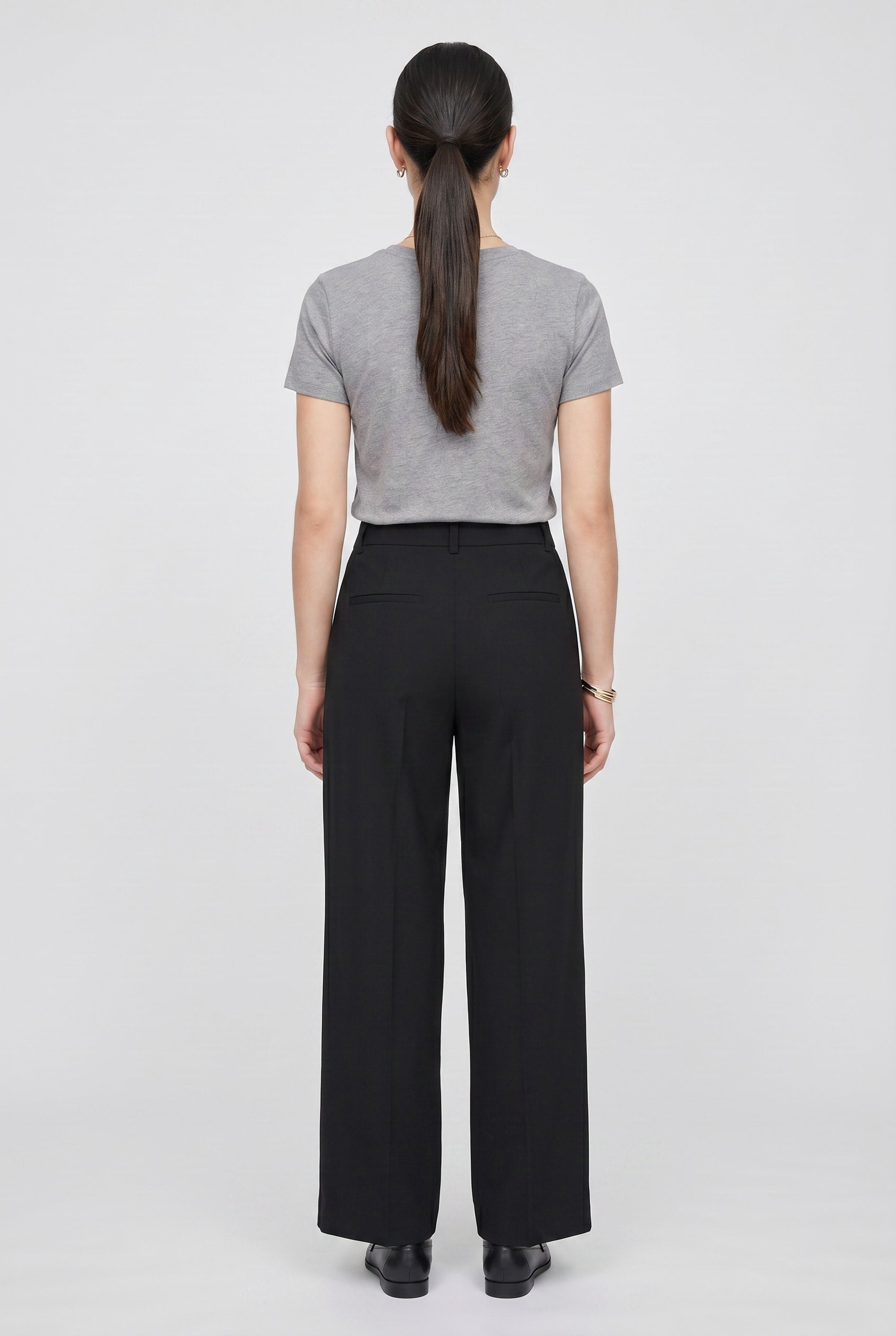 Black Wide Leg Tailored Trousers