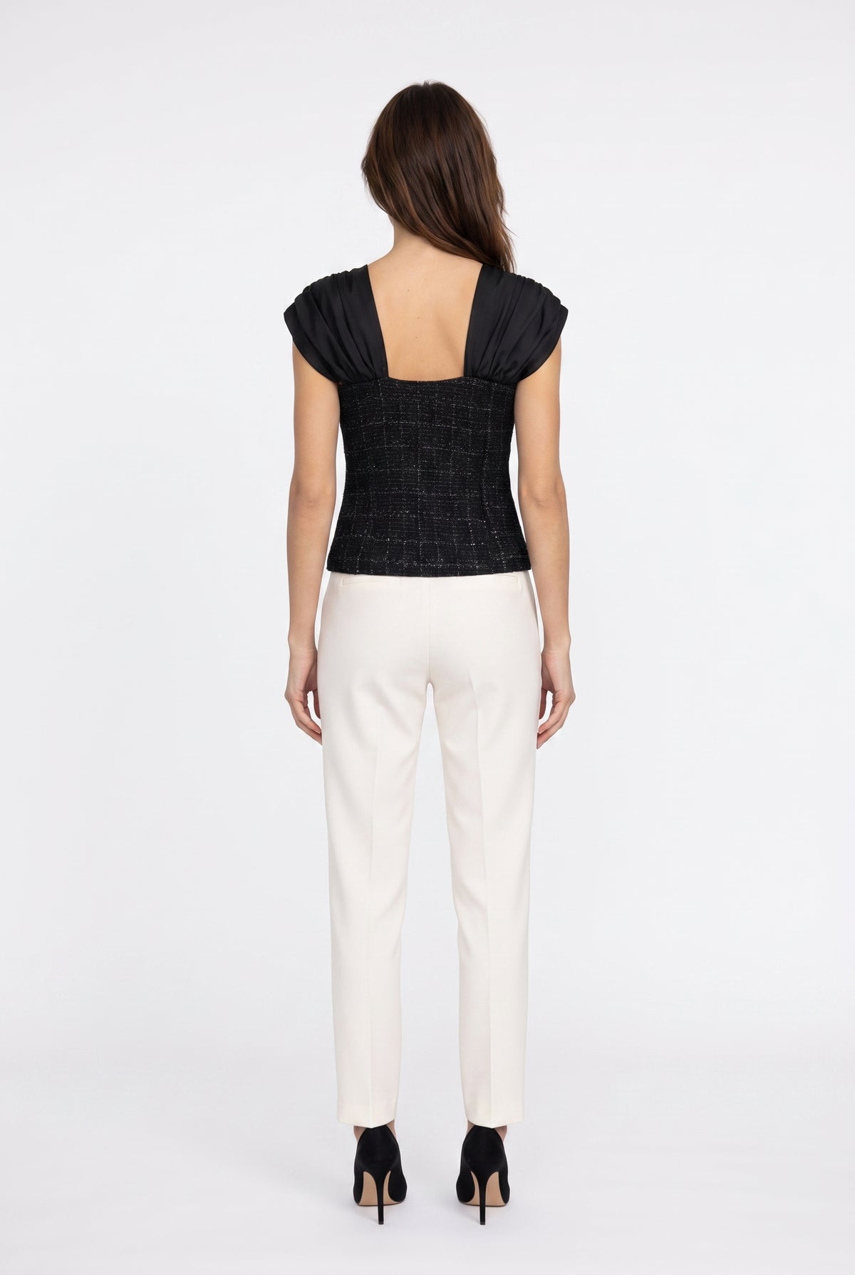 Black Tweed Corset Structured Top