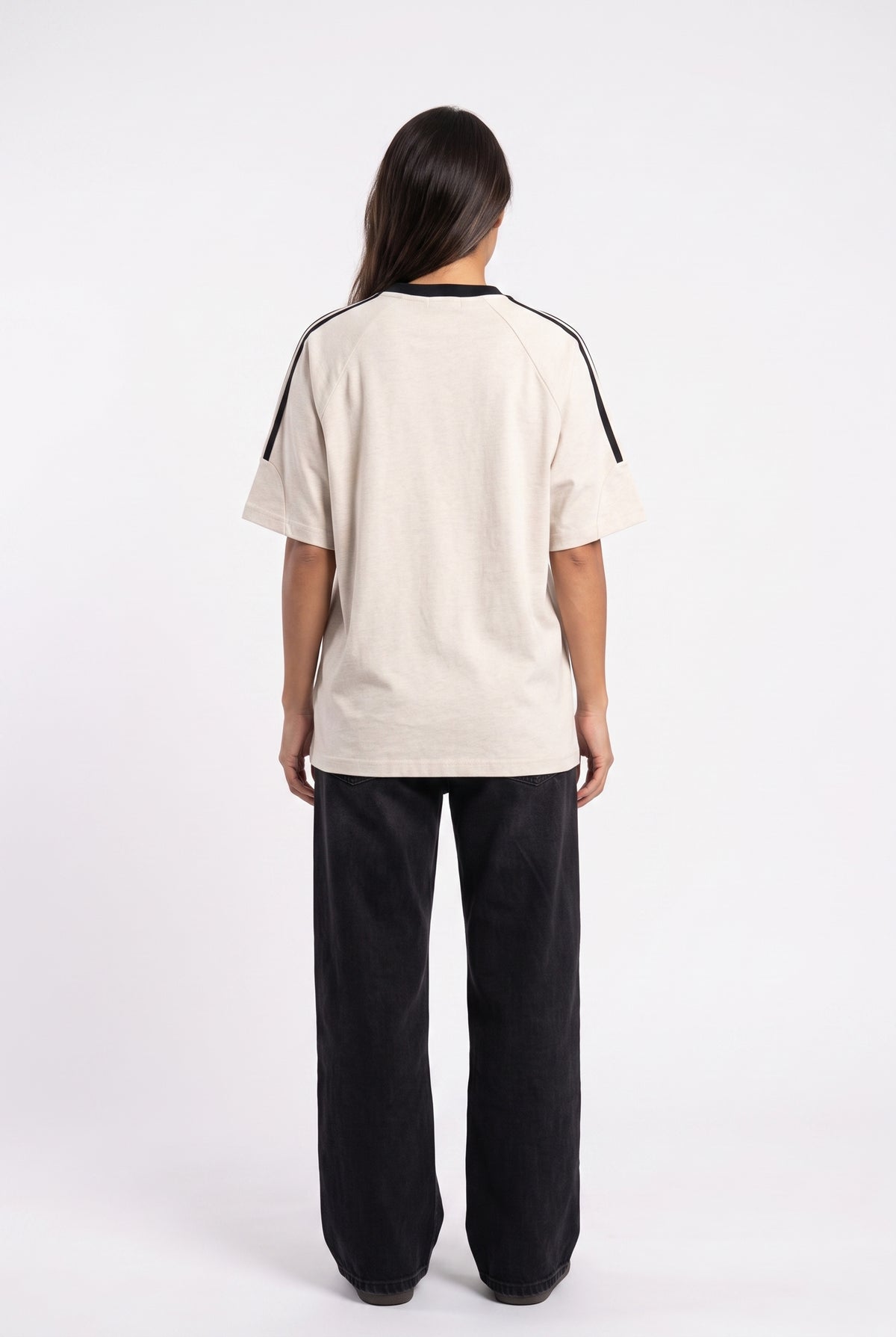 Beige Oversized Cotton Football Shirt