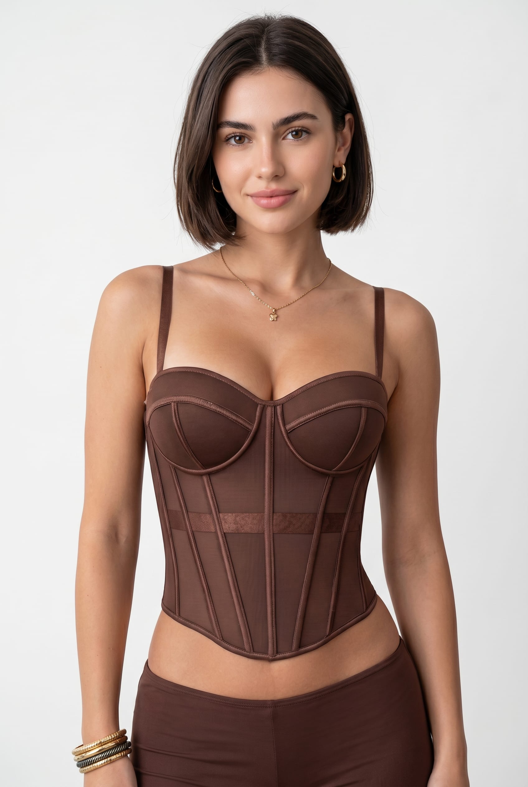 Chocolate Brown Structured Corset Bustier