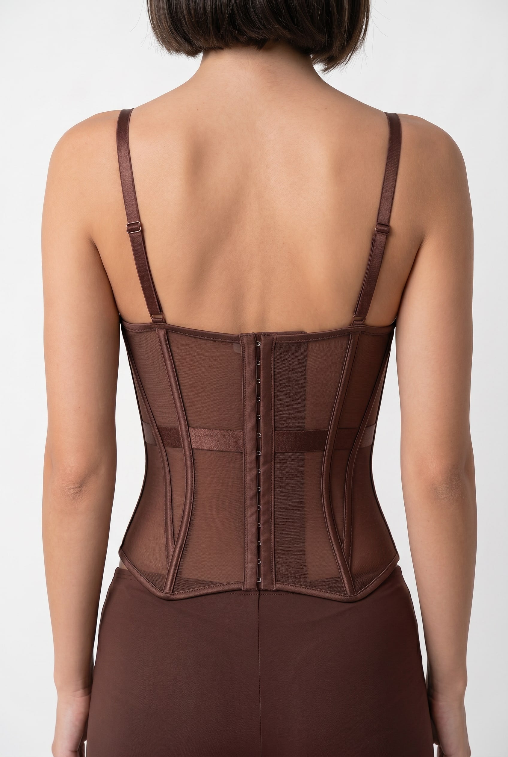 Chocolate Brown Structured Corset Bustier