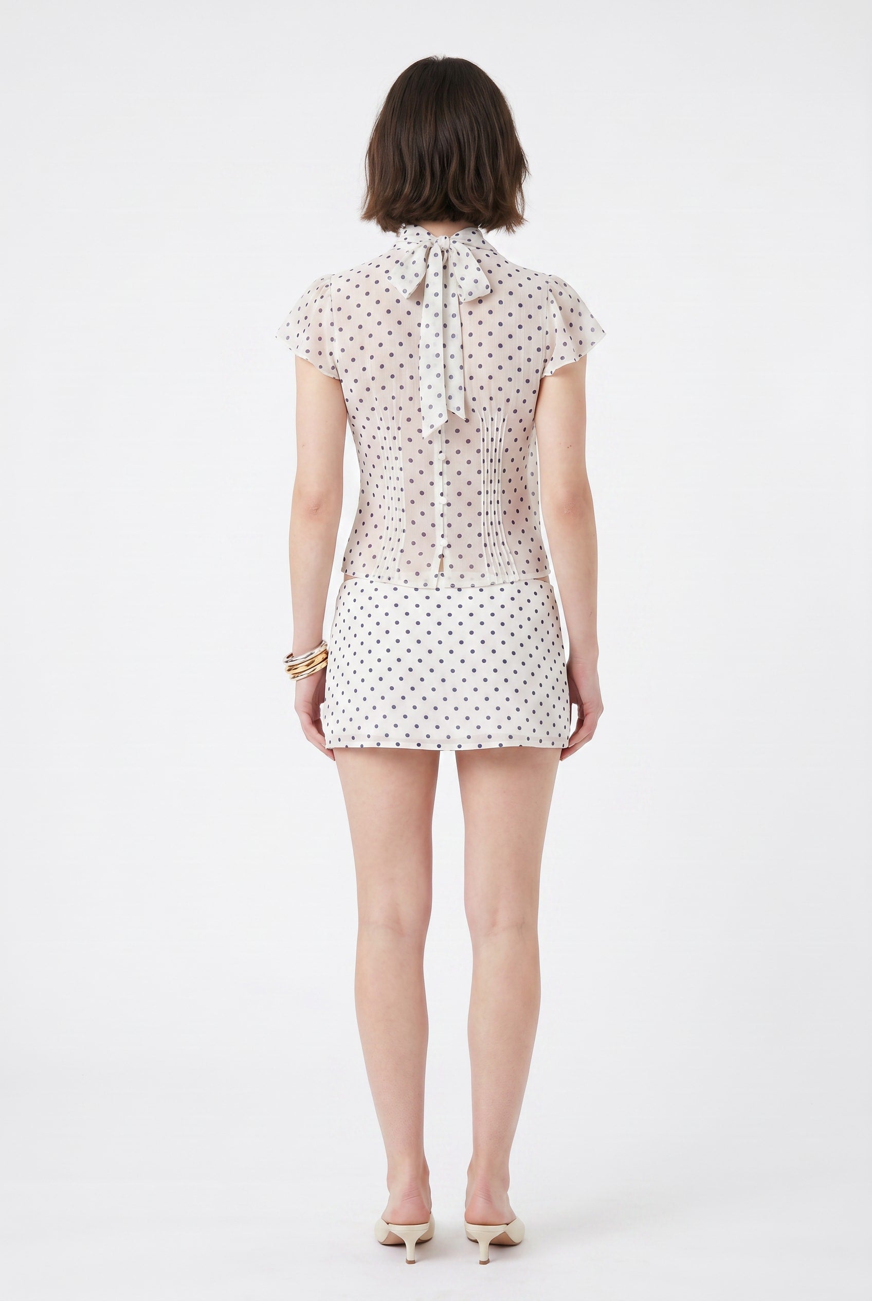 White Polka Dot Mesh Co-ord Set