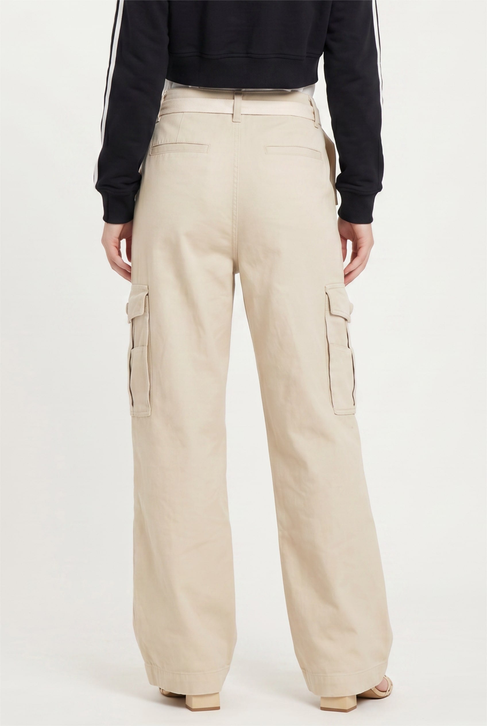 Beige Utility Cargo Pants with Belt