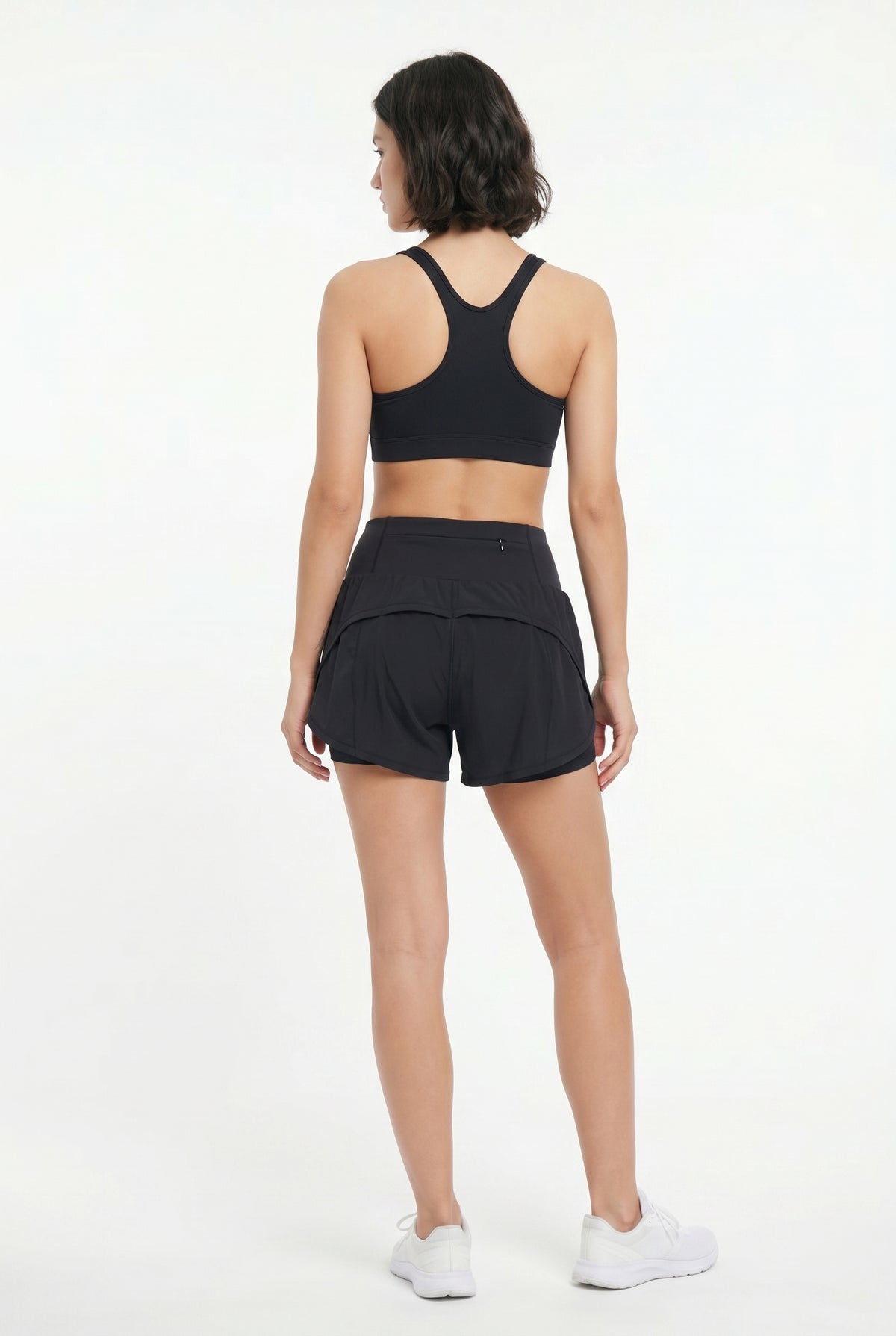 Black Athletic Double Layer Shorts