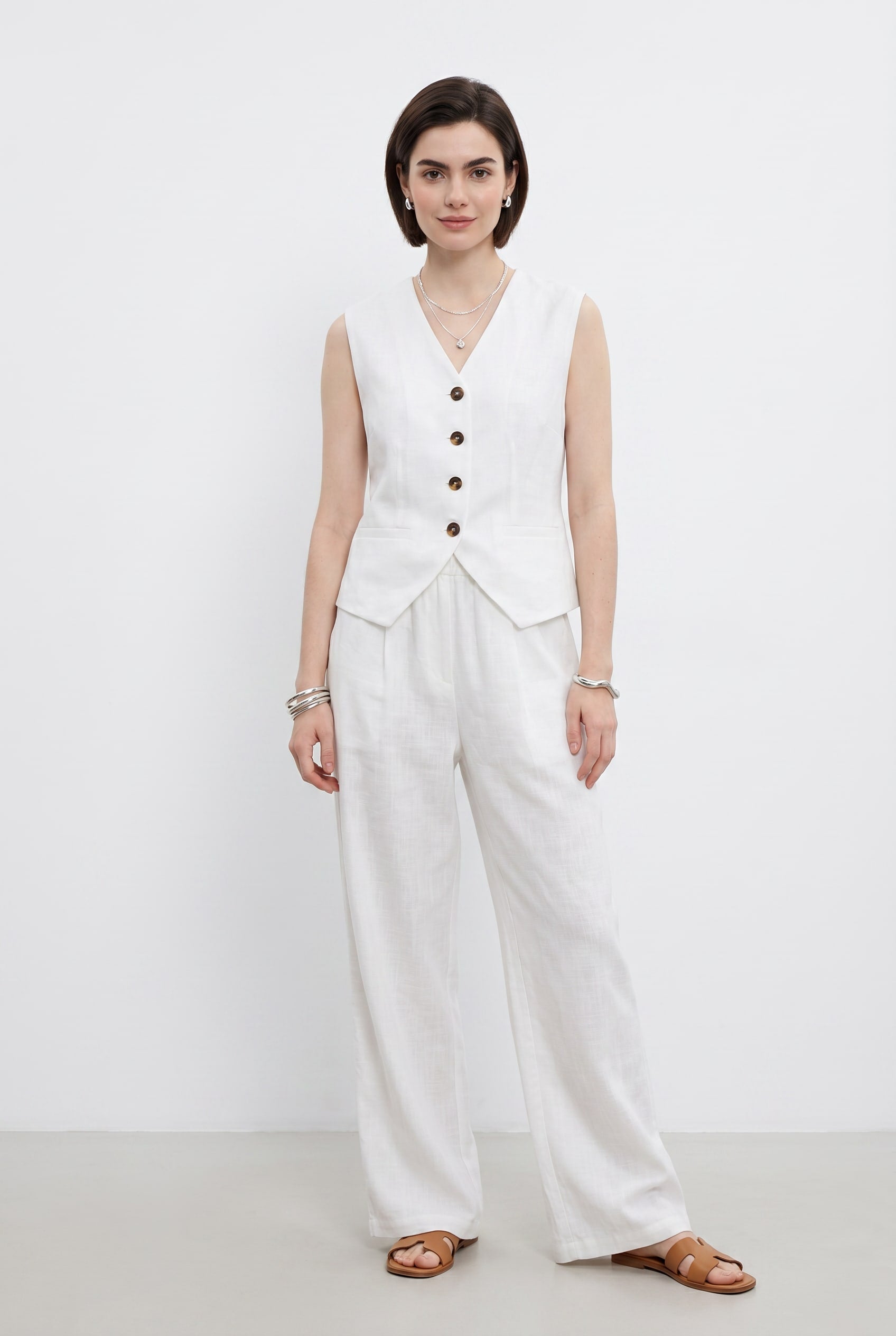White Linen Vest and Trouser Co-ord