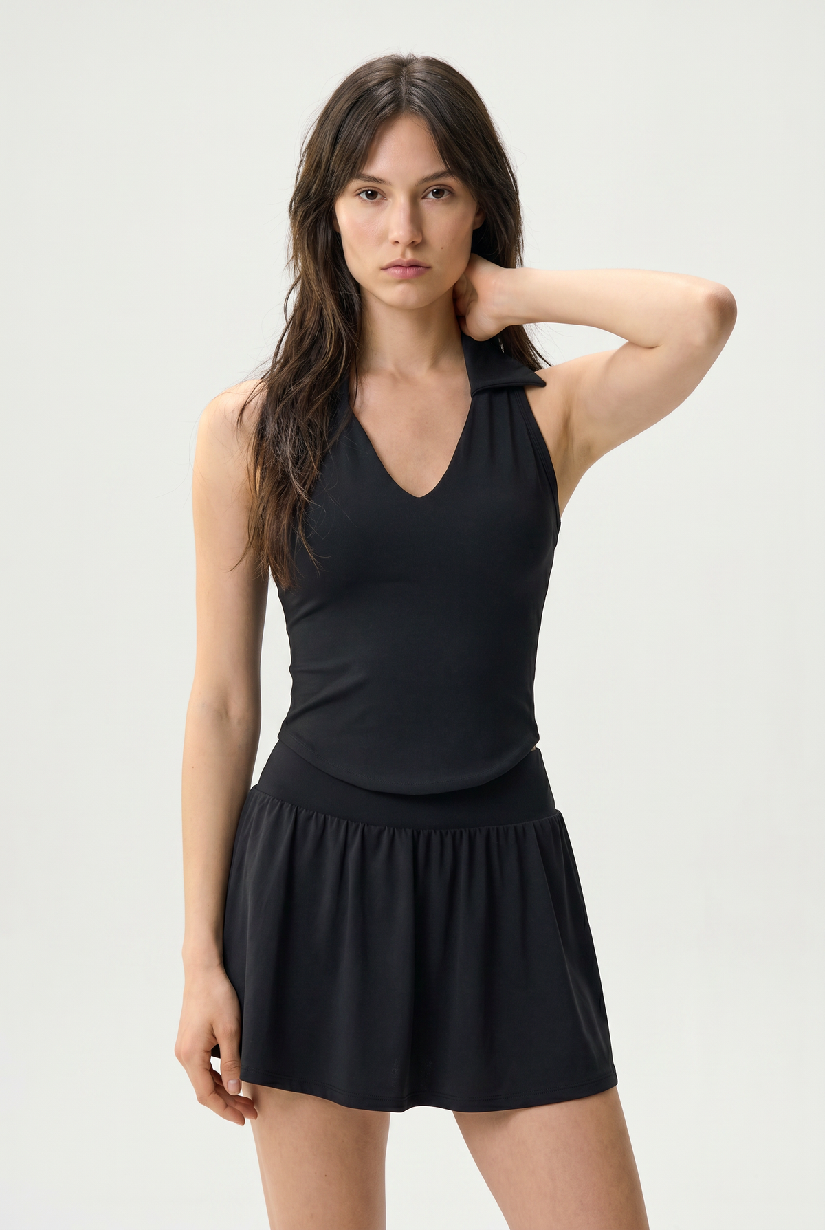 Black Racerback Flare Tennis Dress