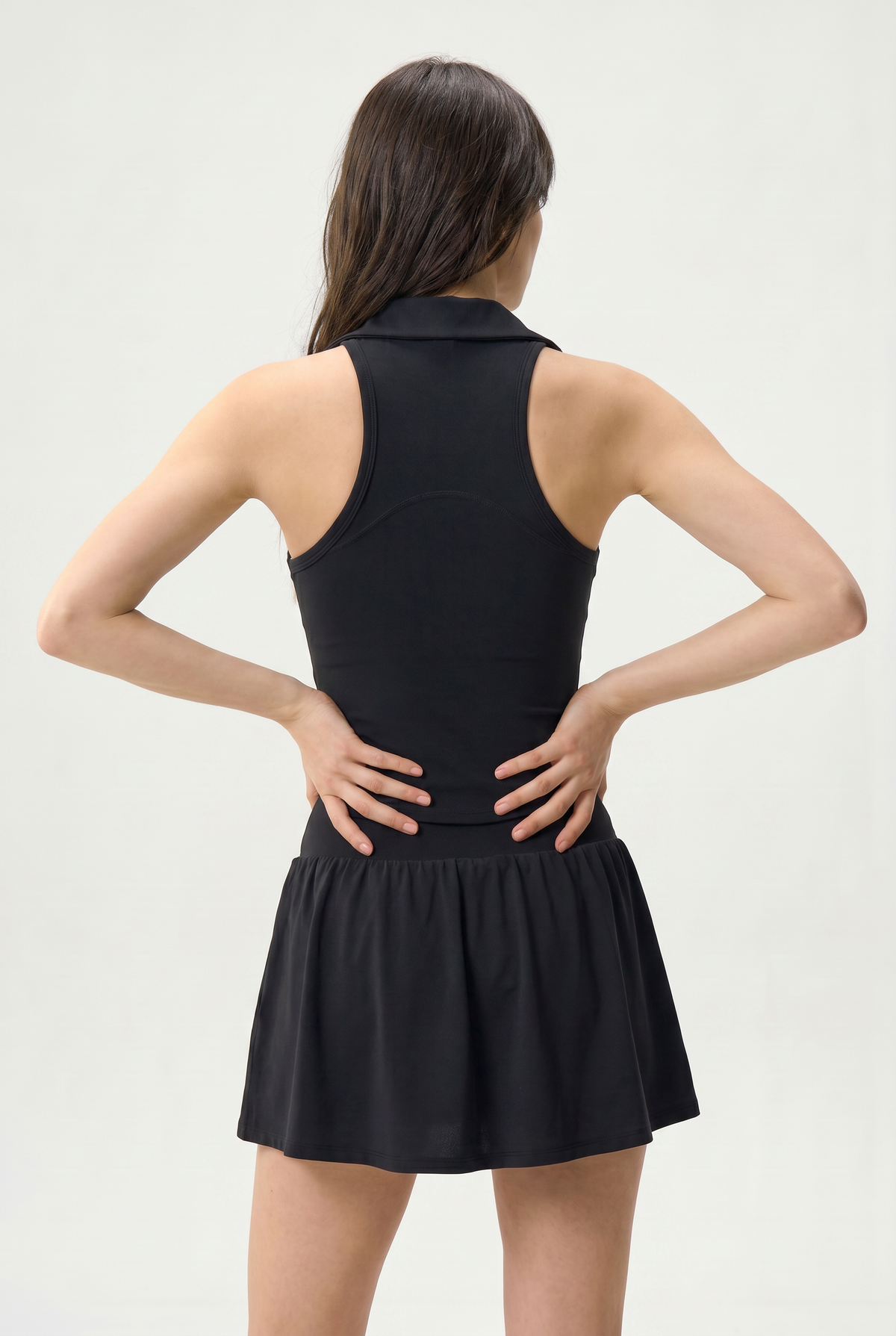 Black Racerback Flare Tennis Dress