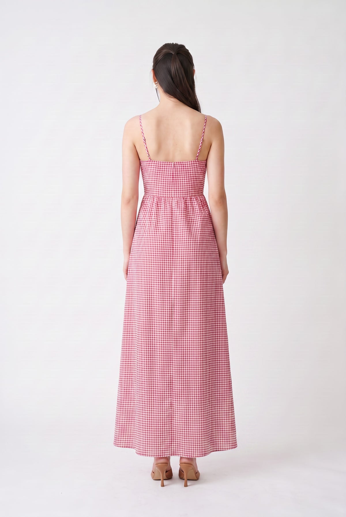 Red Gingham Bow Maxi Dress