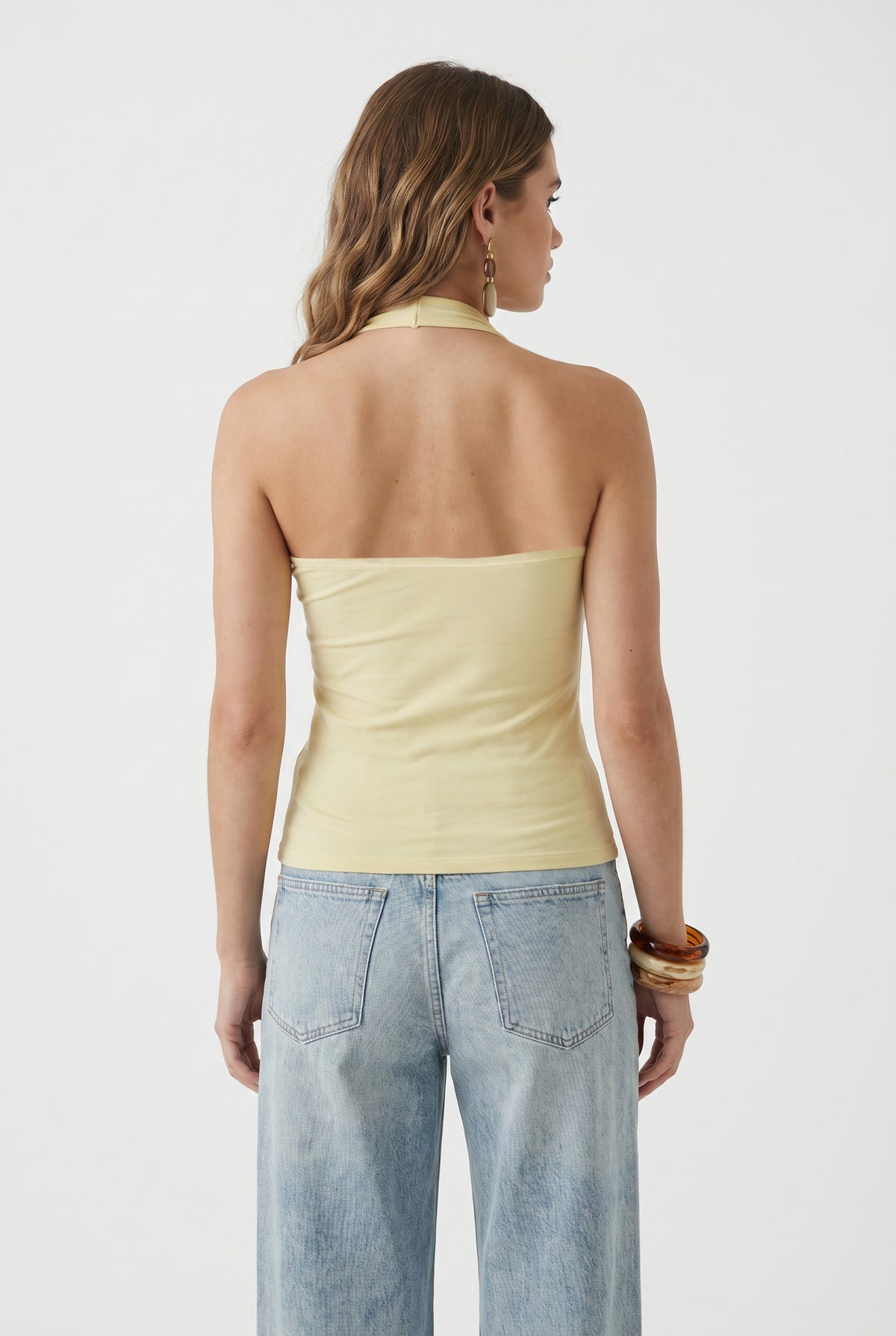 Yellow Halter Neck Fitted Top