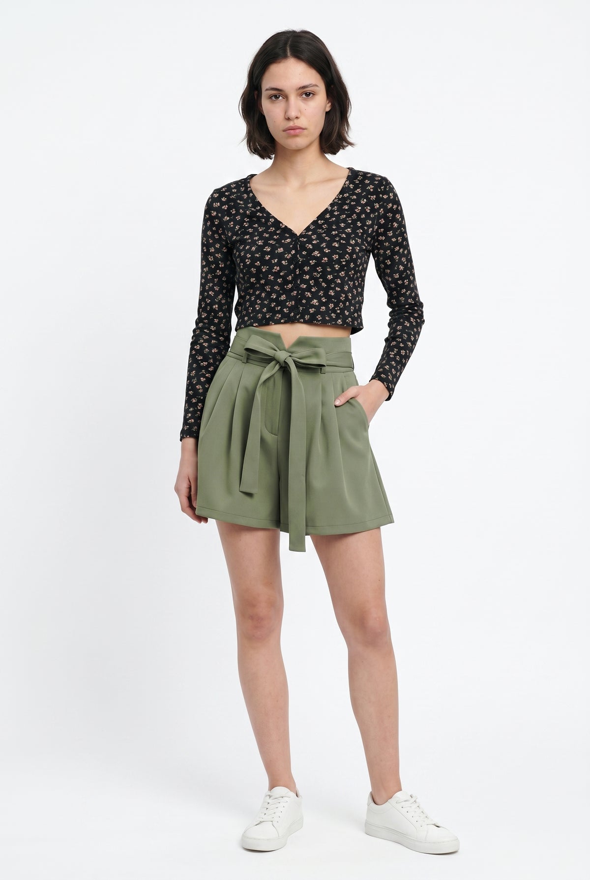 Sage Green High Waist Shorts