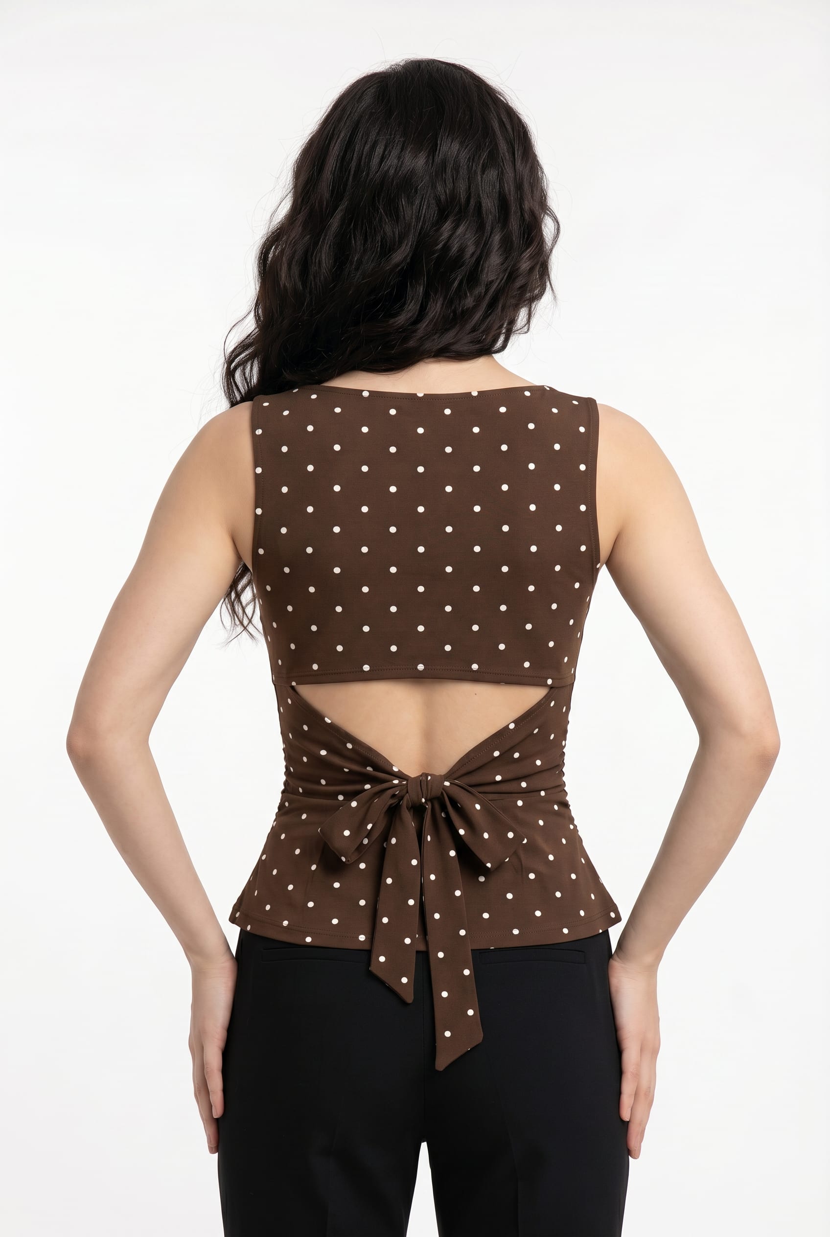 Brown Polka Dot Peplum Top