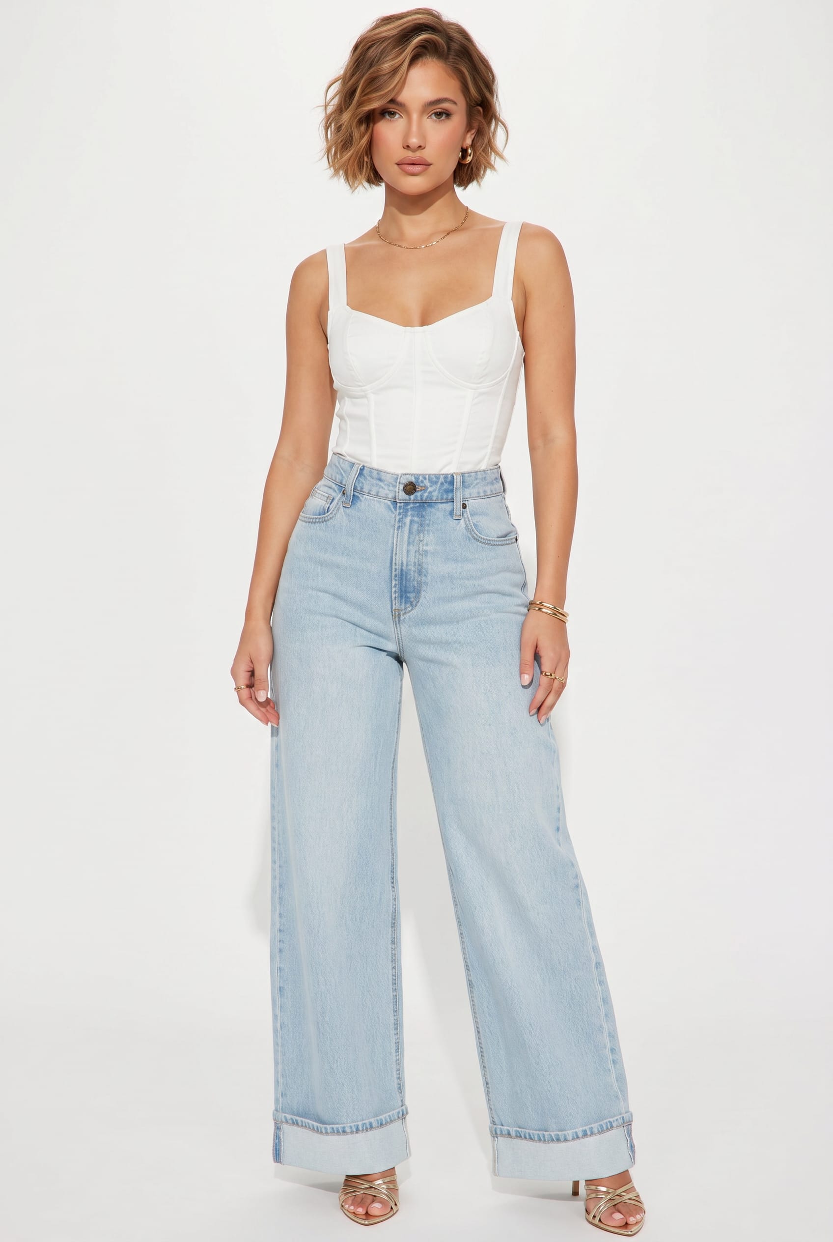 Light Wash Wide Leg Denim Jeans