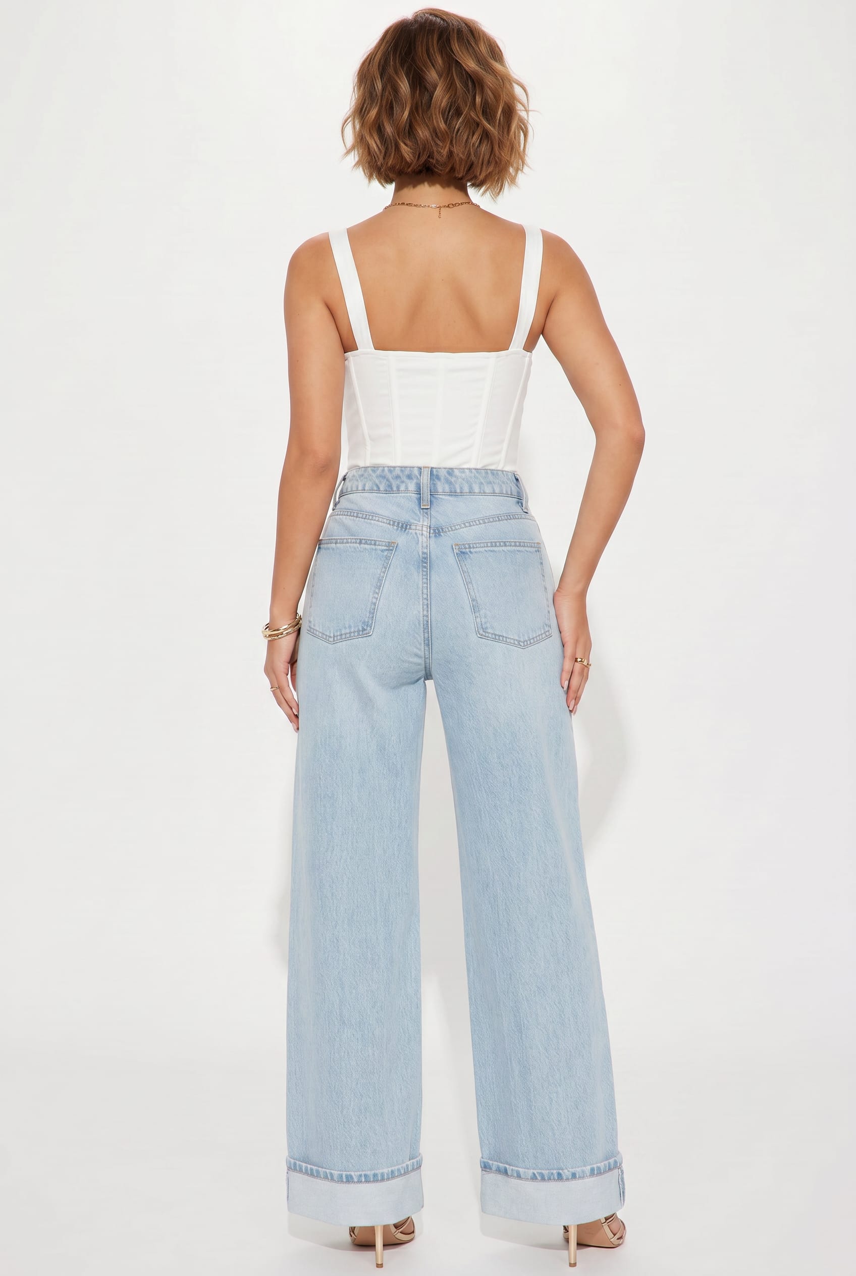 Light Wash Wide Leg Denim Jeans