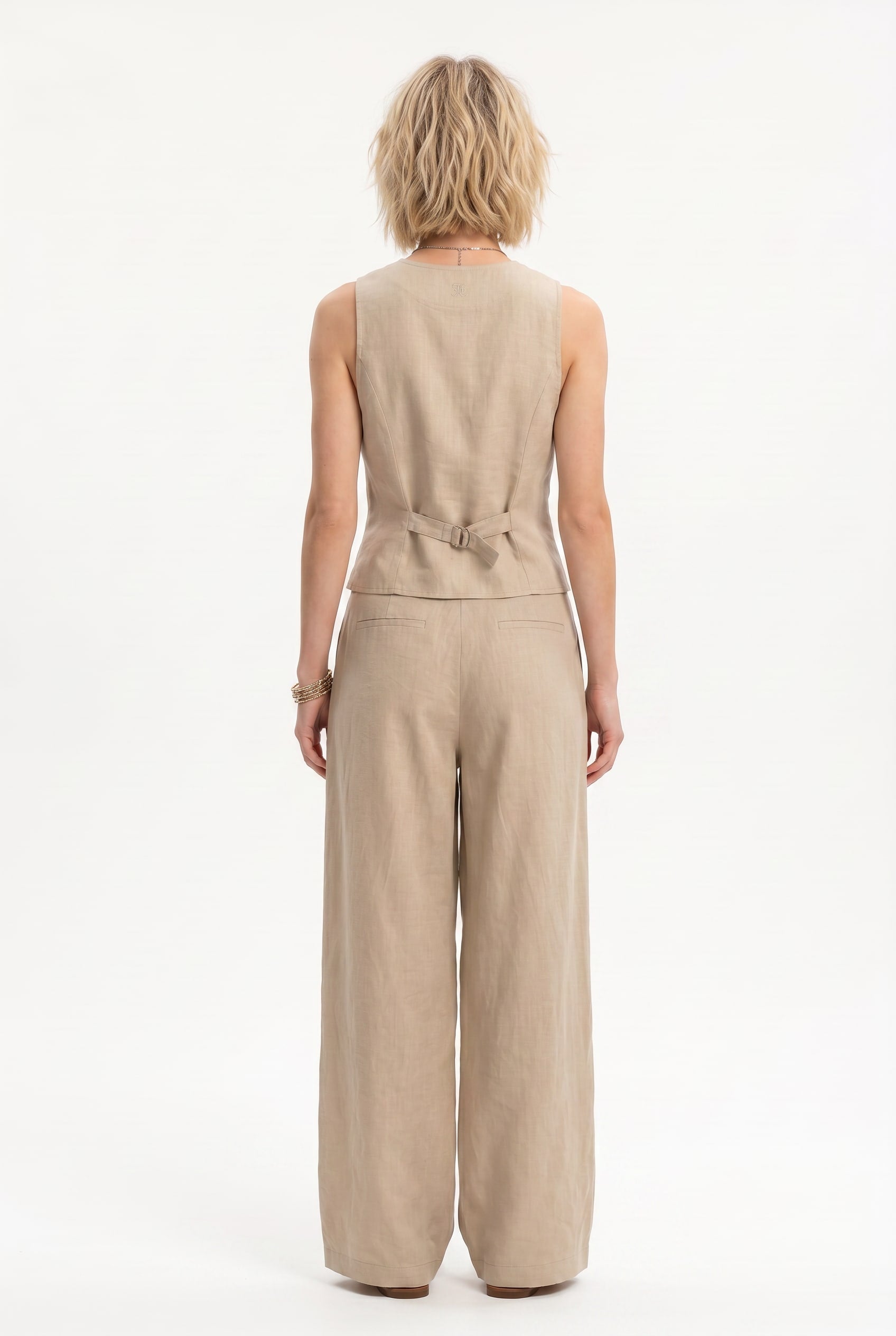 Natural Linen Vest and Wide-Leg Trouser Set