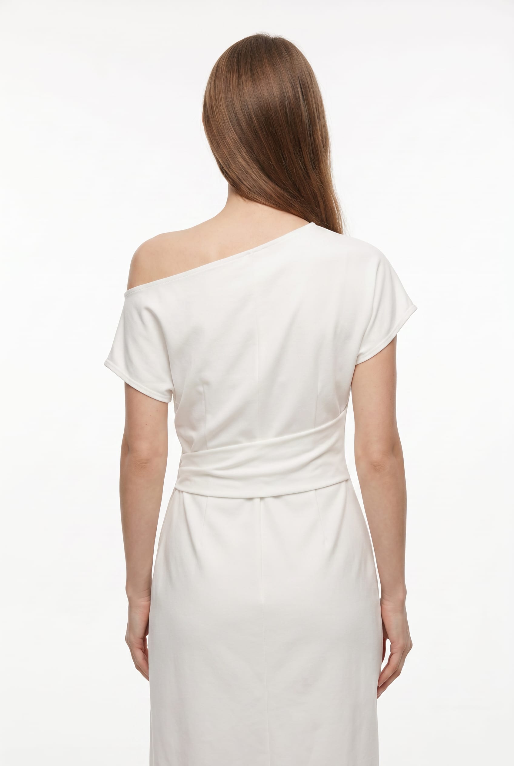 Ivory Off-Shoulder Wrap Side Buckle Top