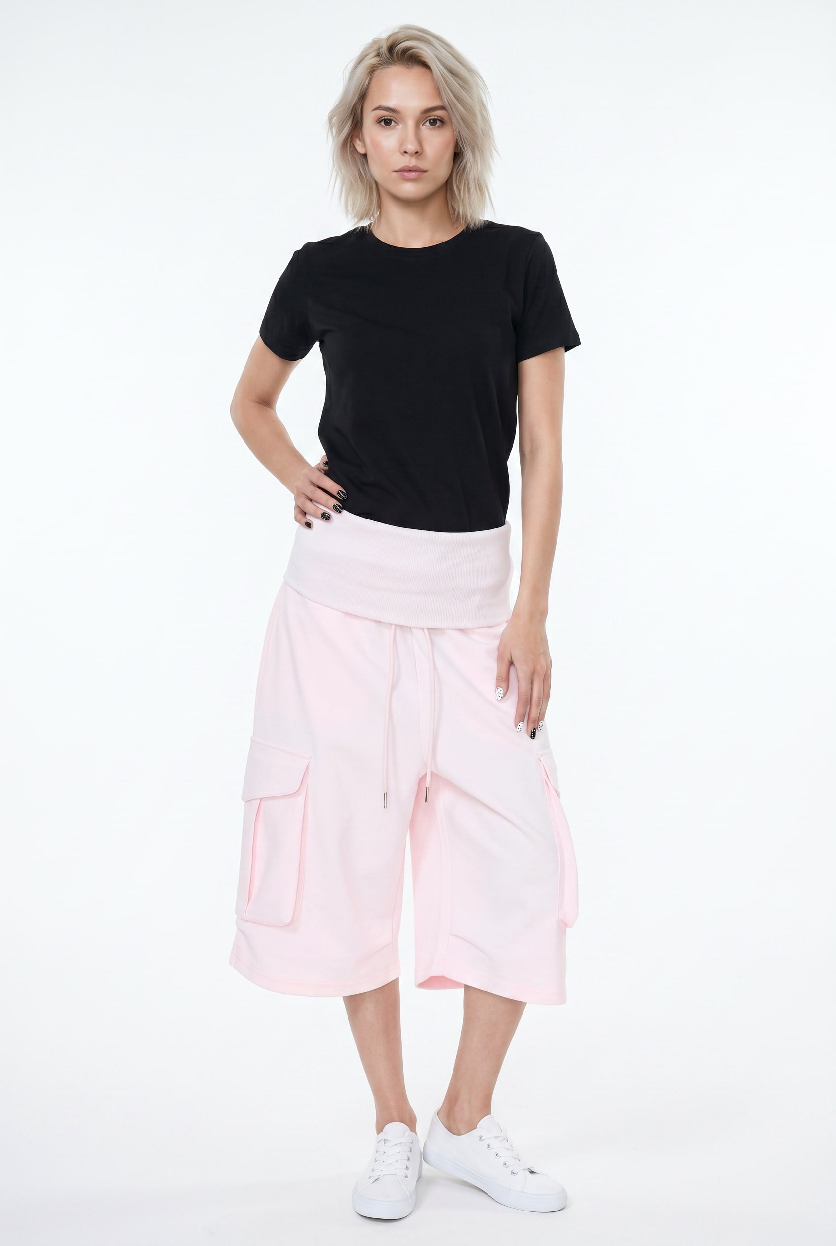 Blush Pink Wide Leg Cargo Culottes