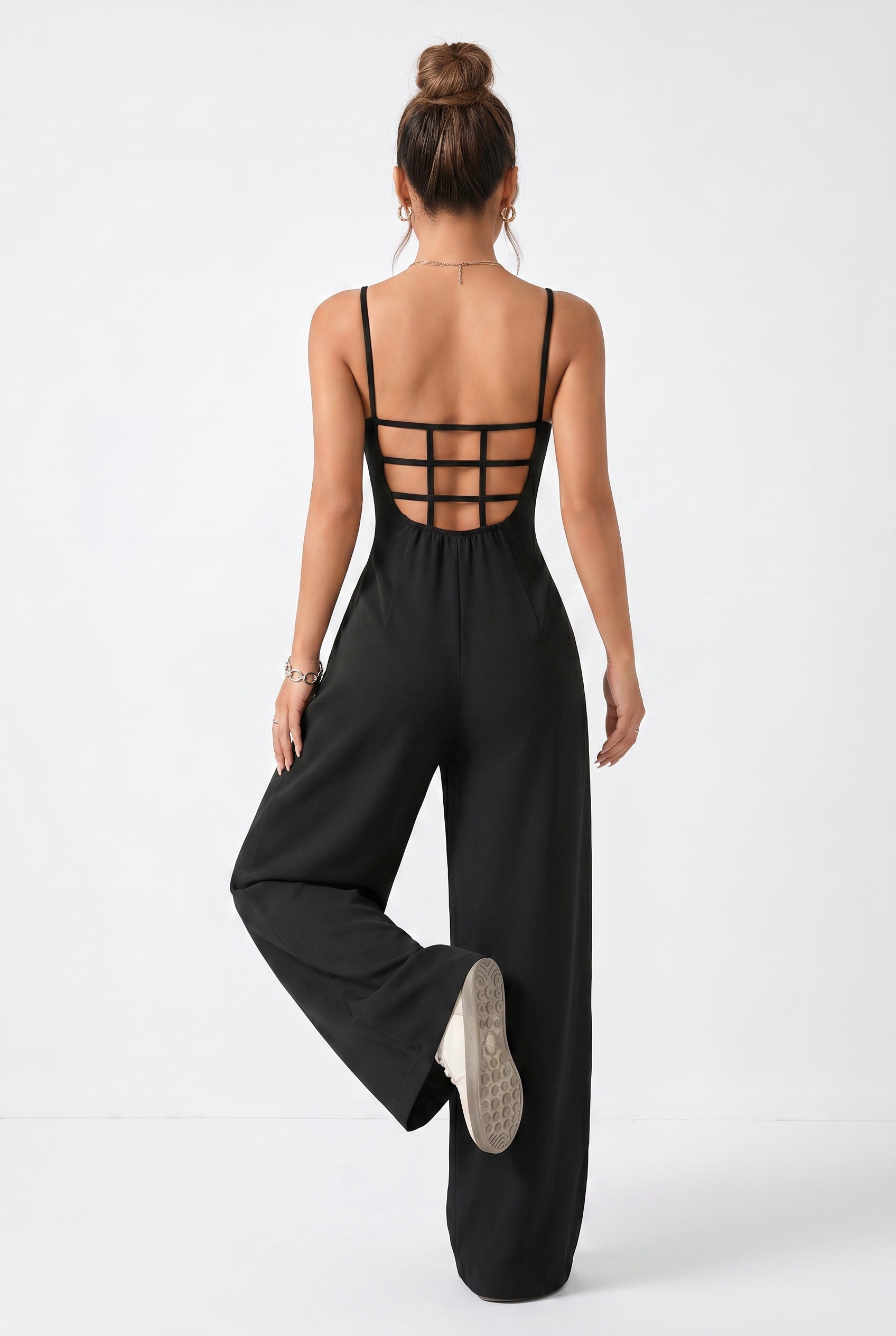 Black Wide Leg Pleated Jumpsuit