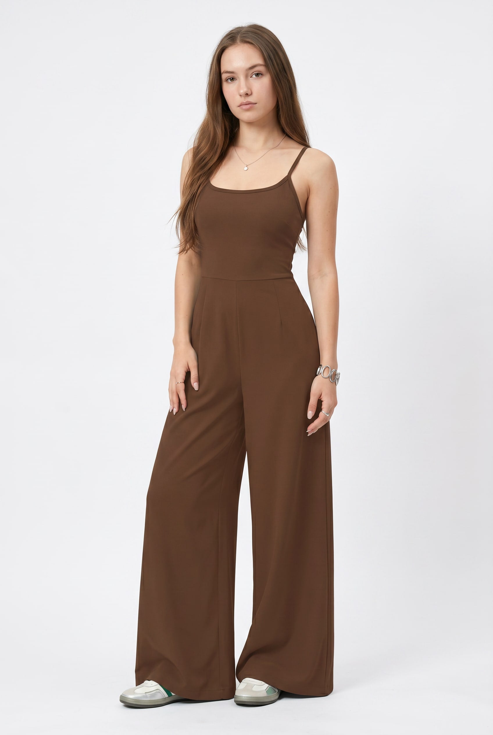 Chocolate Brown Cami Strap Wide Leg Jumpsuit