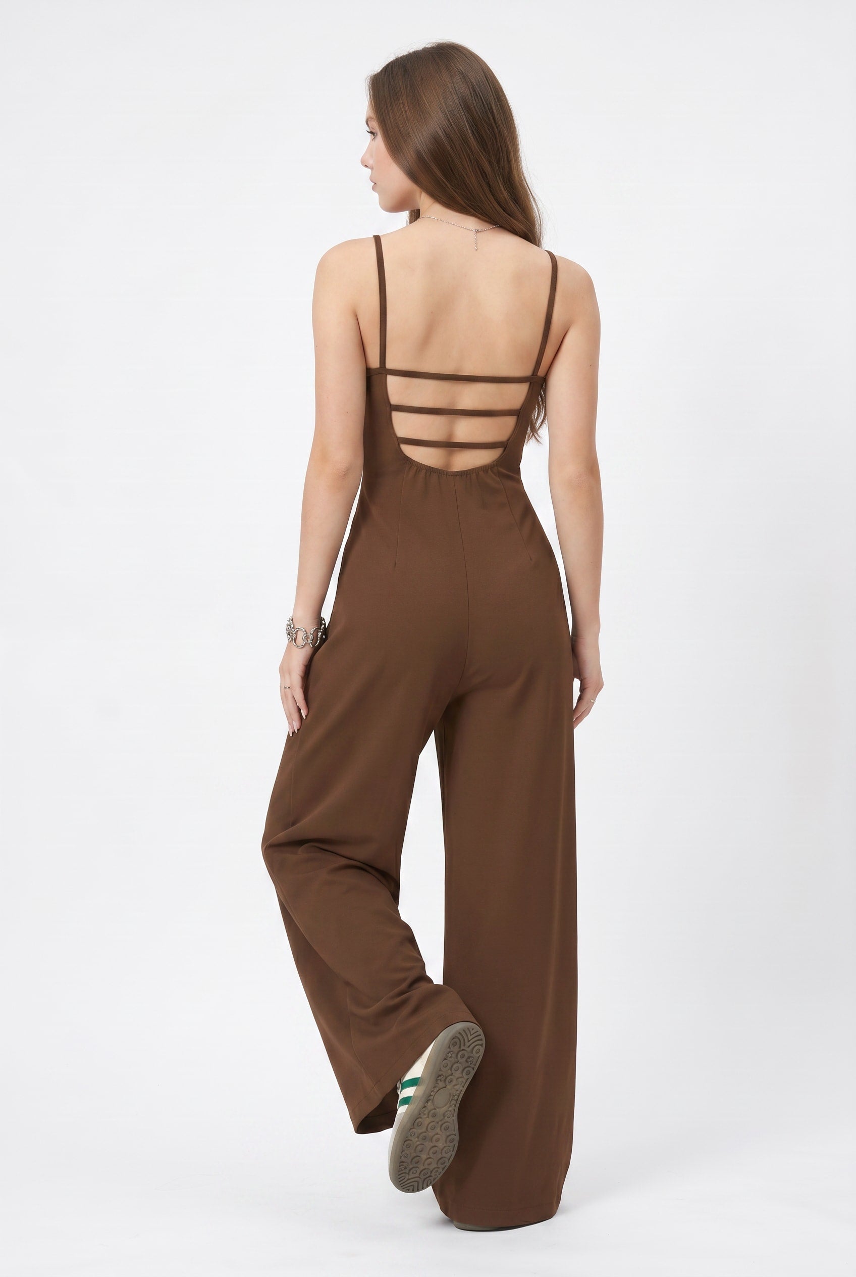 Chocolate Brown Cami Strap Wide Leg Jumpsuit