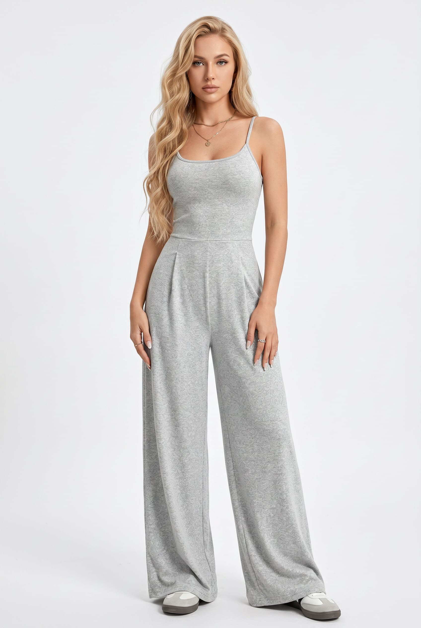 Grey Marl Cami Wide-Leg Jumpsuit