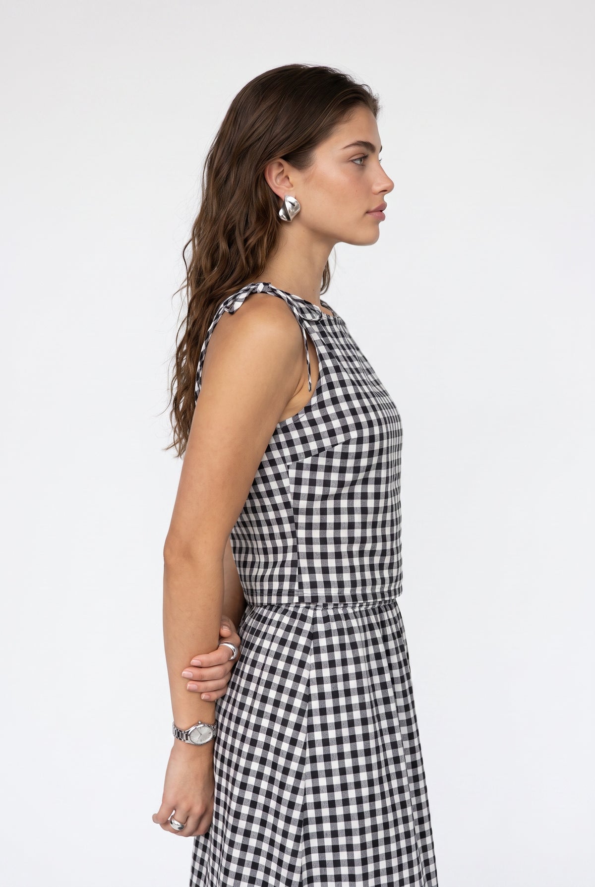 Black Gingham Sleeveless Co-ord Set