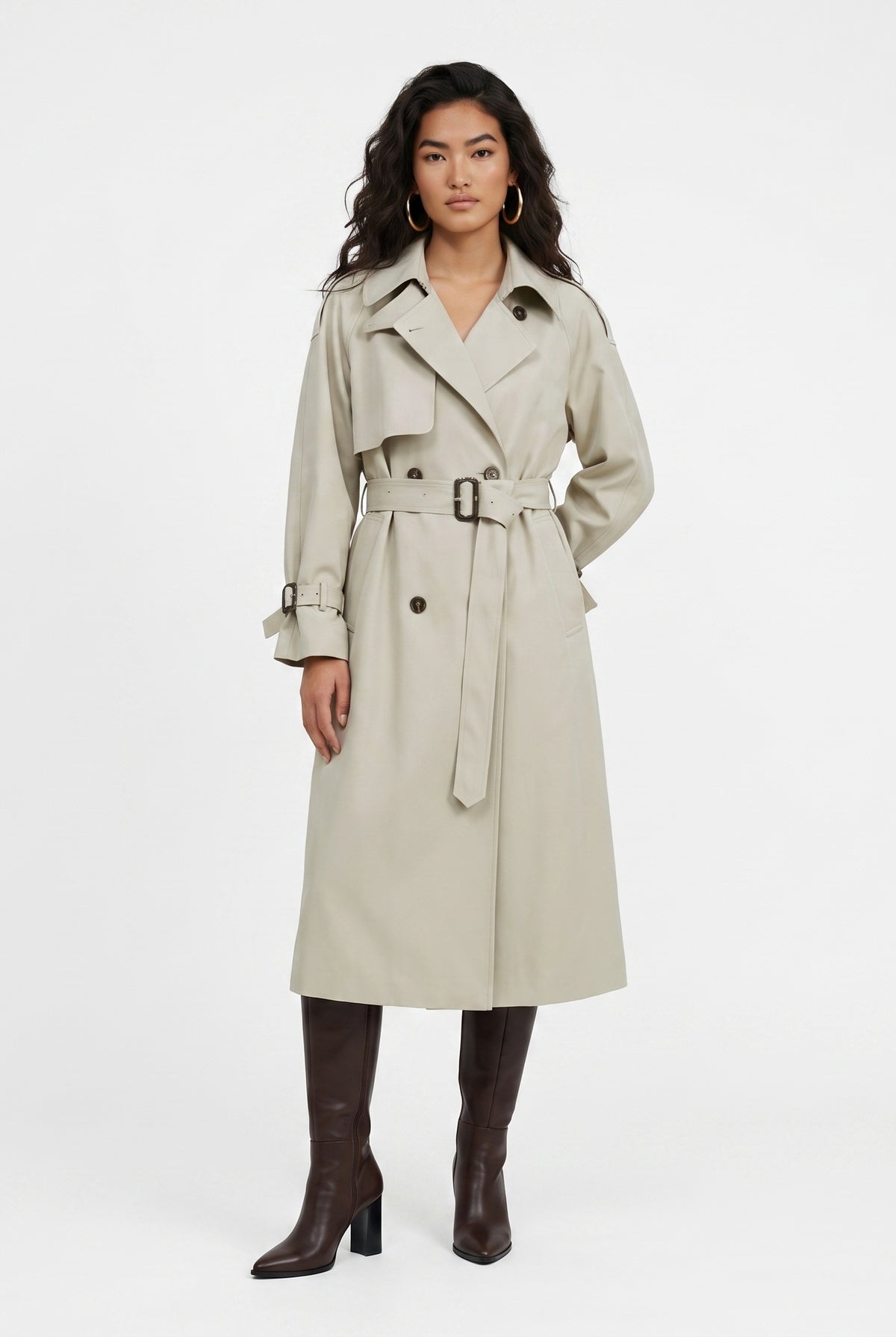 Stone Double-Breasted Longline Trench