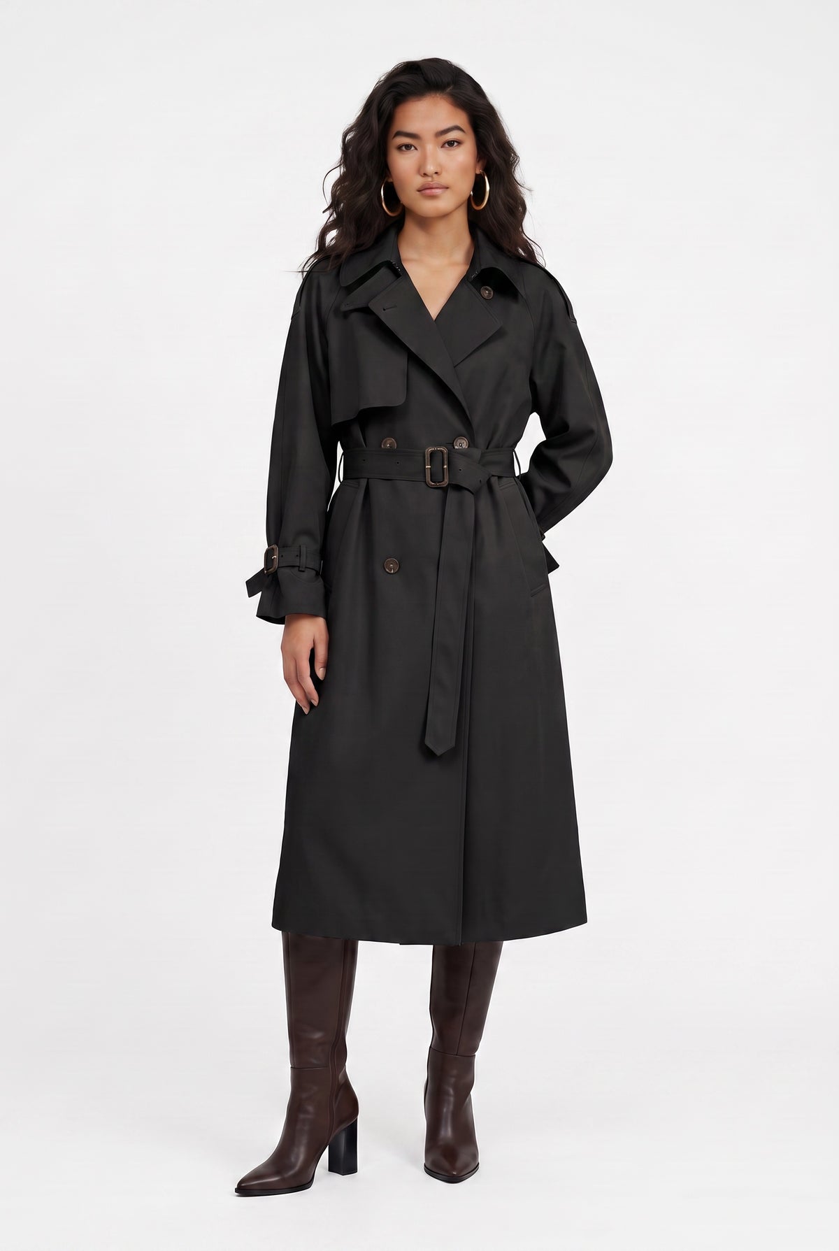 Stone Double-Breasted Longline Trench