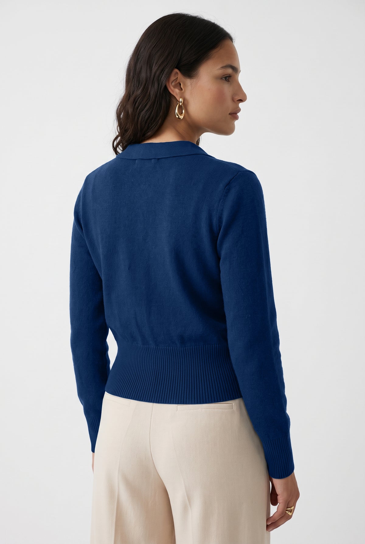 Navy Double Breasted Wrap Cardigan