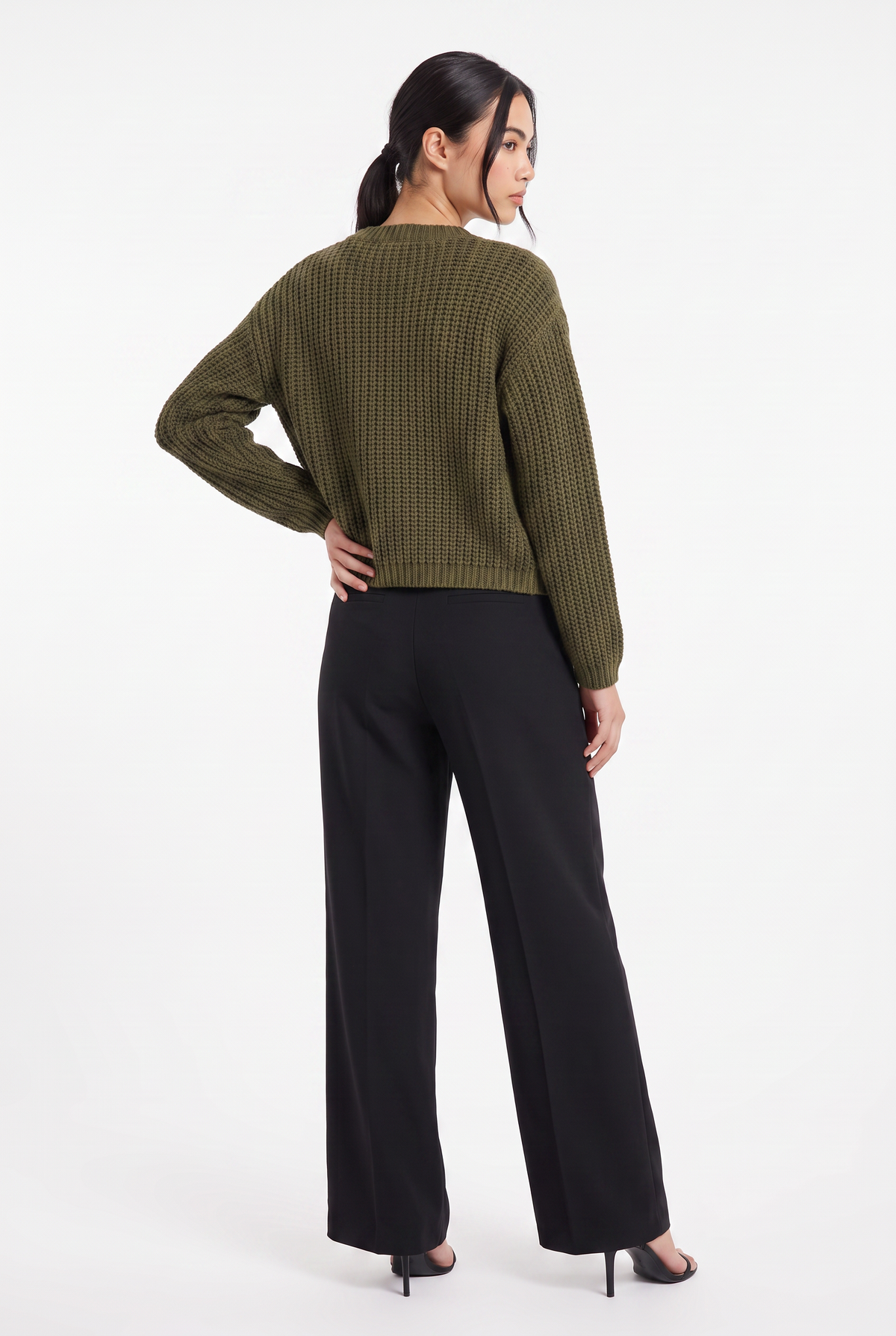 Olive Chunky Knit Button Cardigan