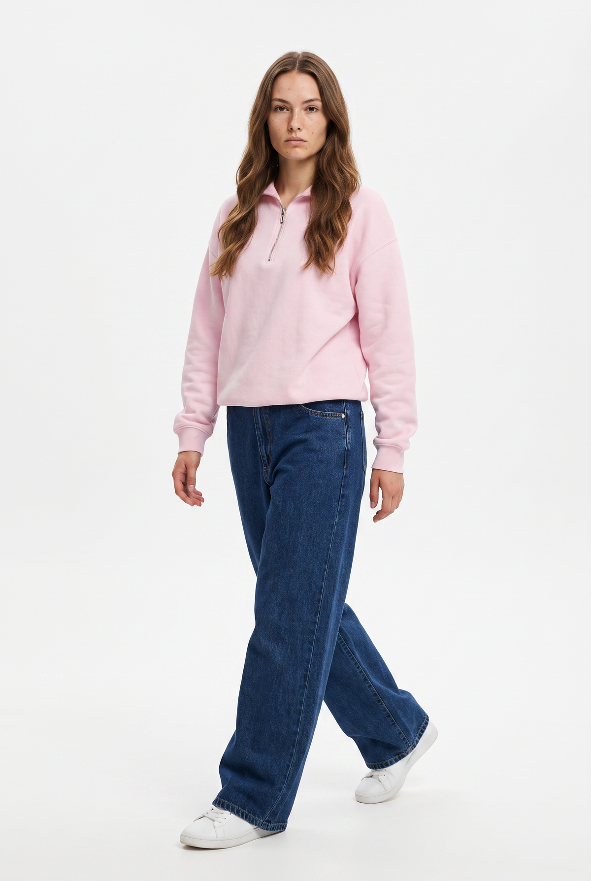 Pink Half Zip Fleece Sweatshirt