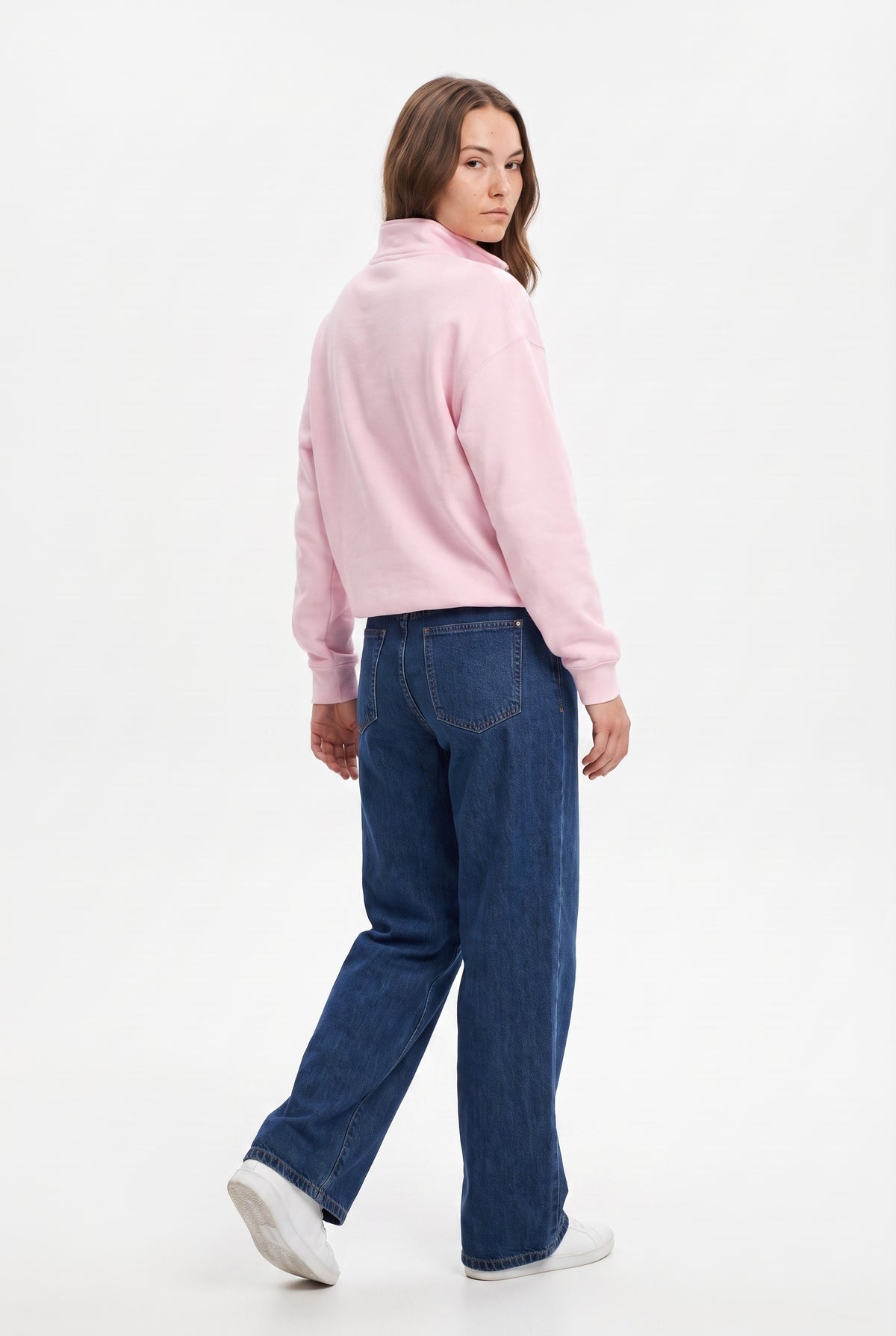 Pink Half Zip Fleece Sweatshirt