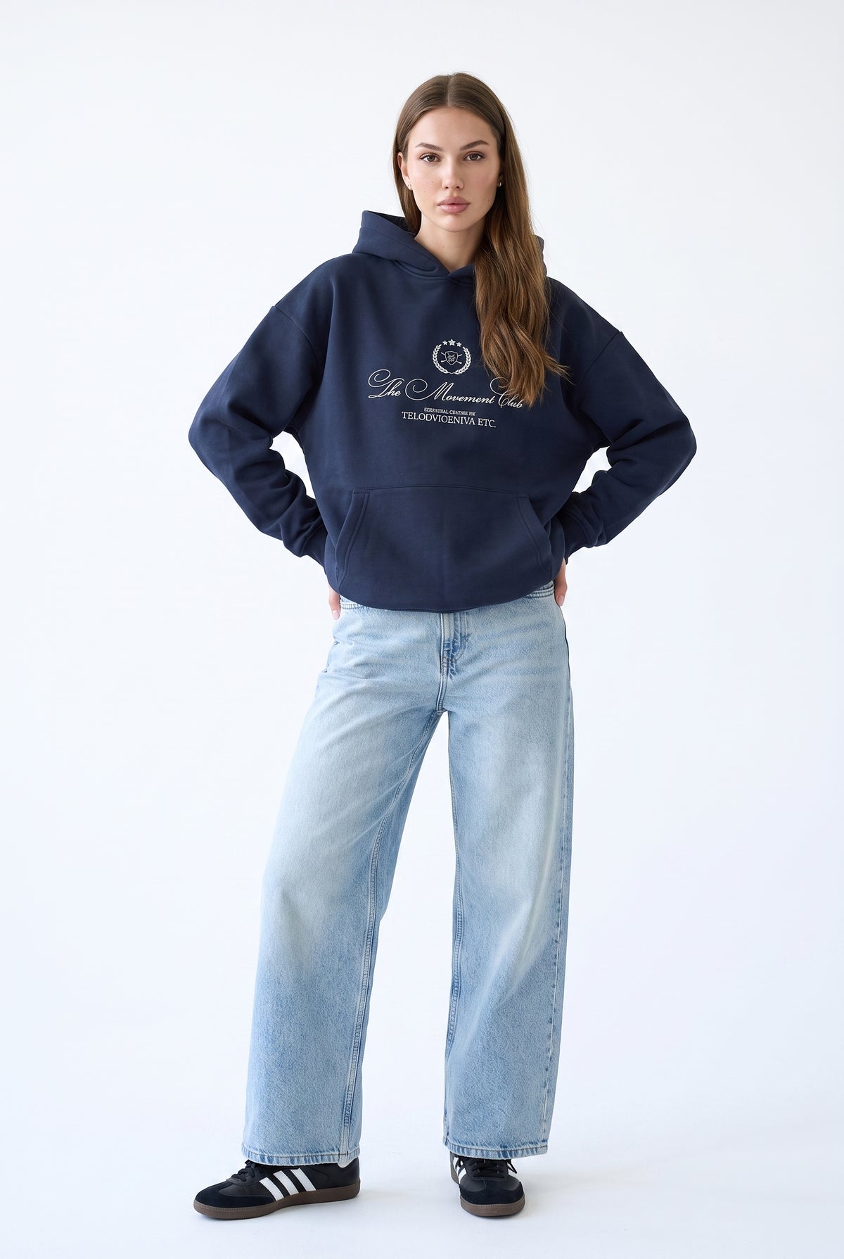 Navy Oversized Graphic Hoodie Sweatshirt
