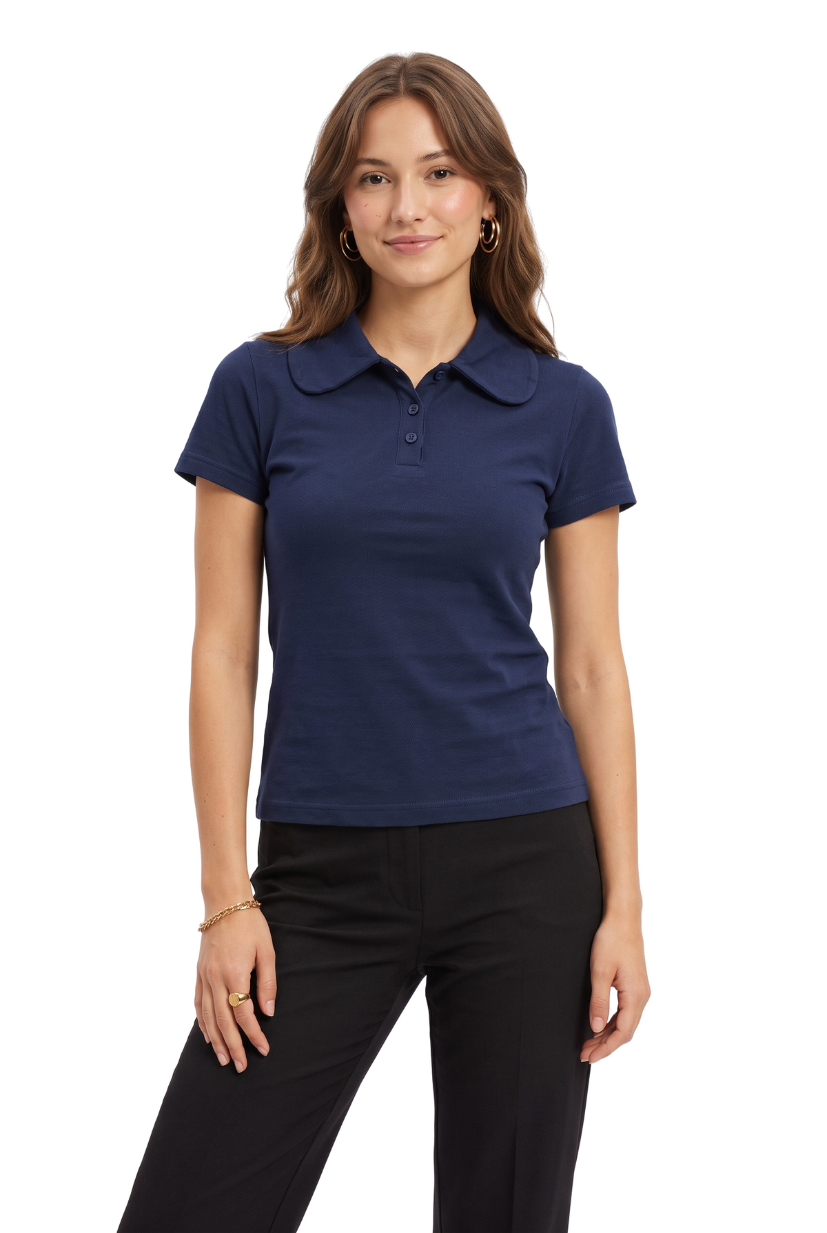 Navy Fitted Polo Short Shirt