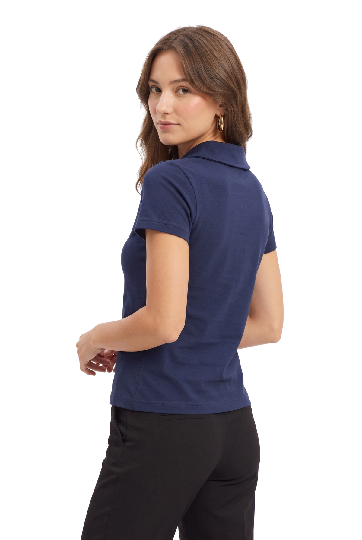 Navy Fitted Polo Short Shirt