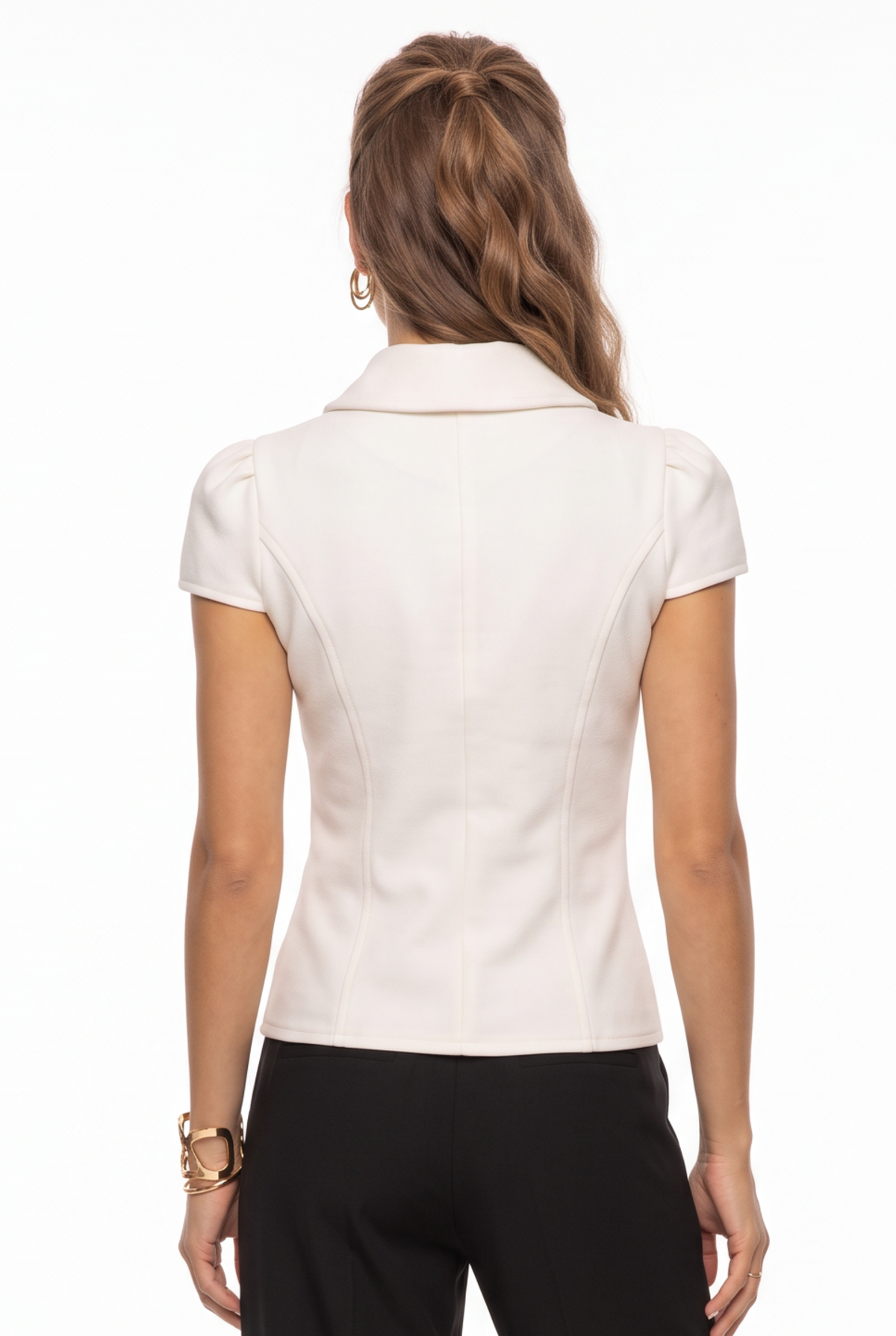 Ivory Double Breasted Cap Blazer