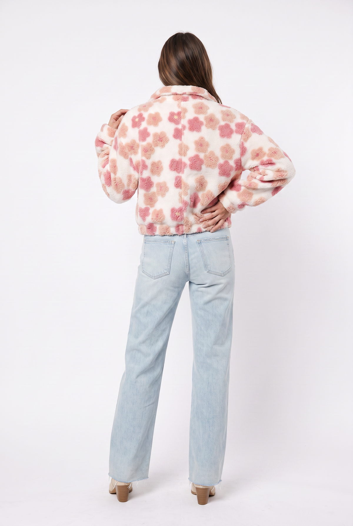 Floral Pink Teddy Fleece Jacket