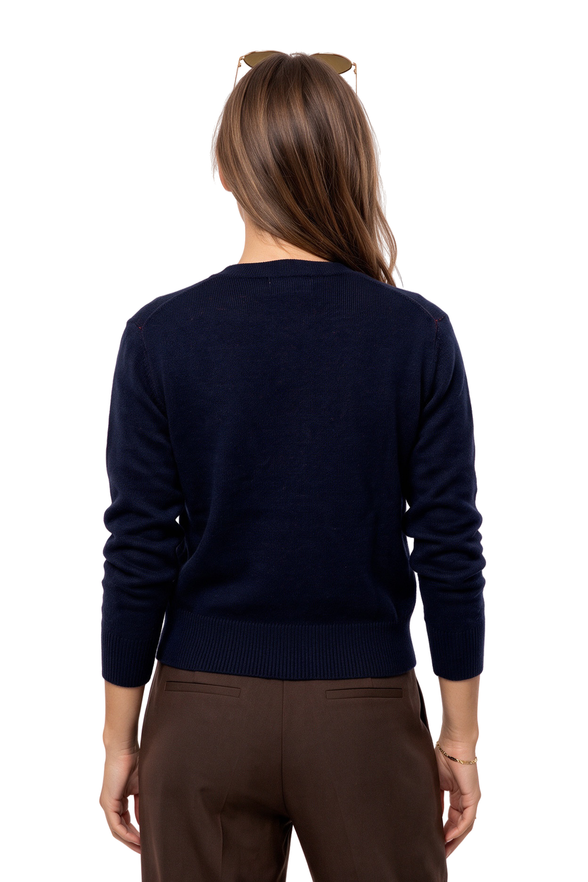 Navy Argyle Button-Up Cardigan