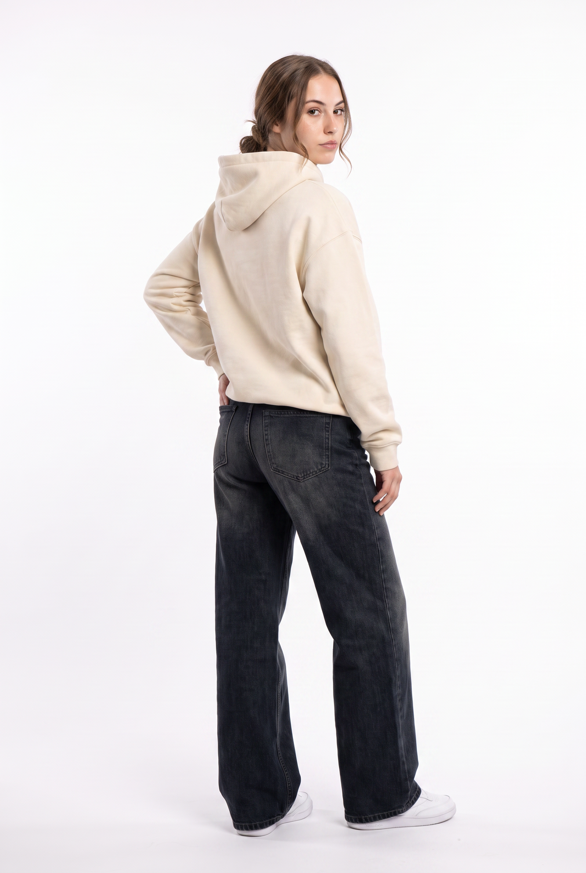 Cream Oversized Script Hoodie