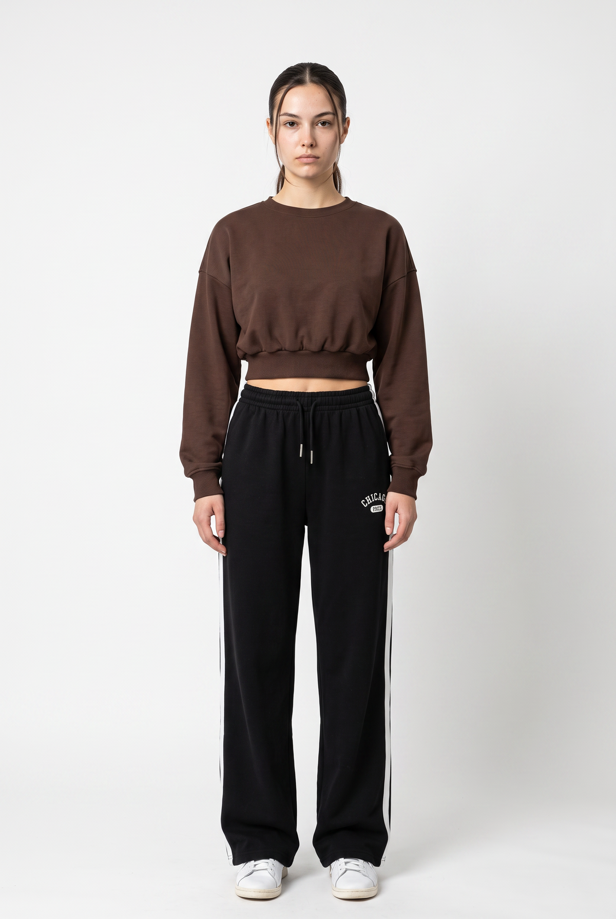 Brown Cropped Fleece Sweatshirt
