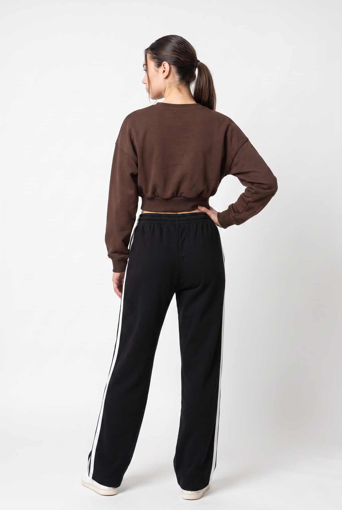 Brown Cropped Fleece Sweatshirt