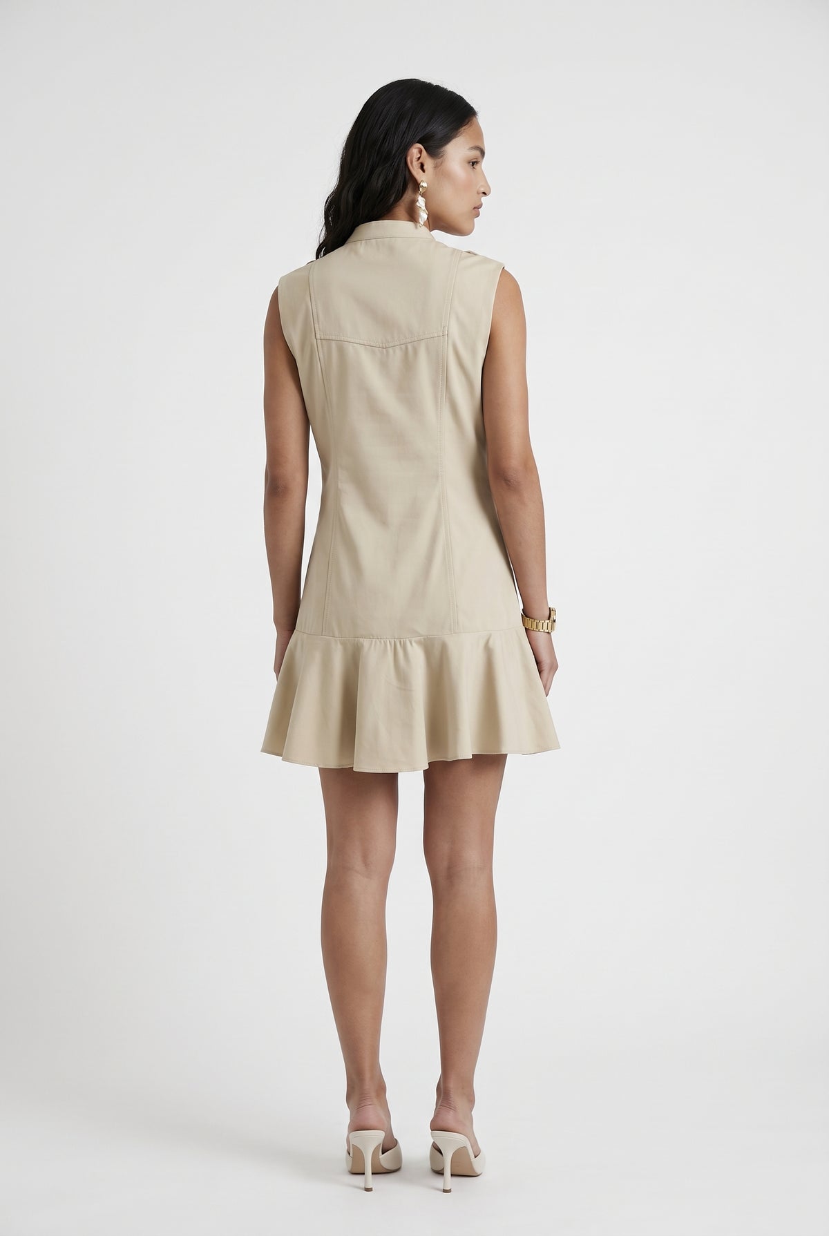 Beige Double-Breasted Blazer Mini Dress