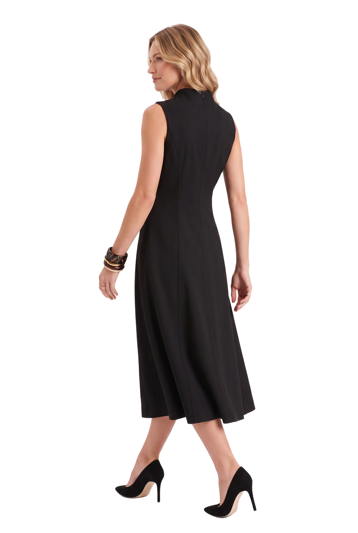 Black Mock Neck Midi Dress