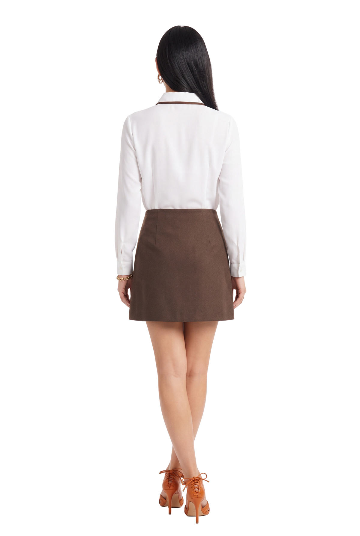 Brown A-Line Structured Mini Skirt