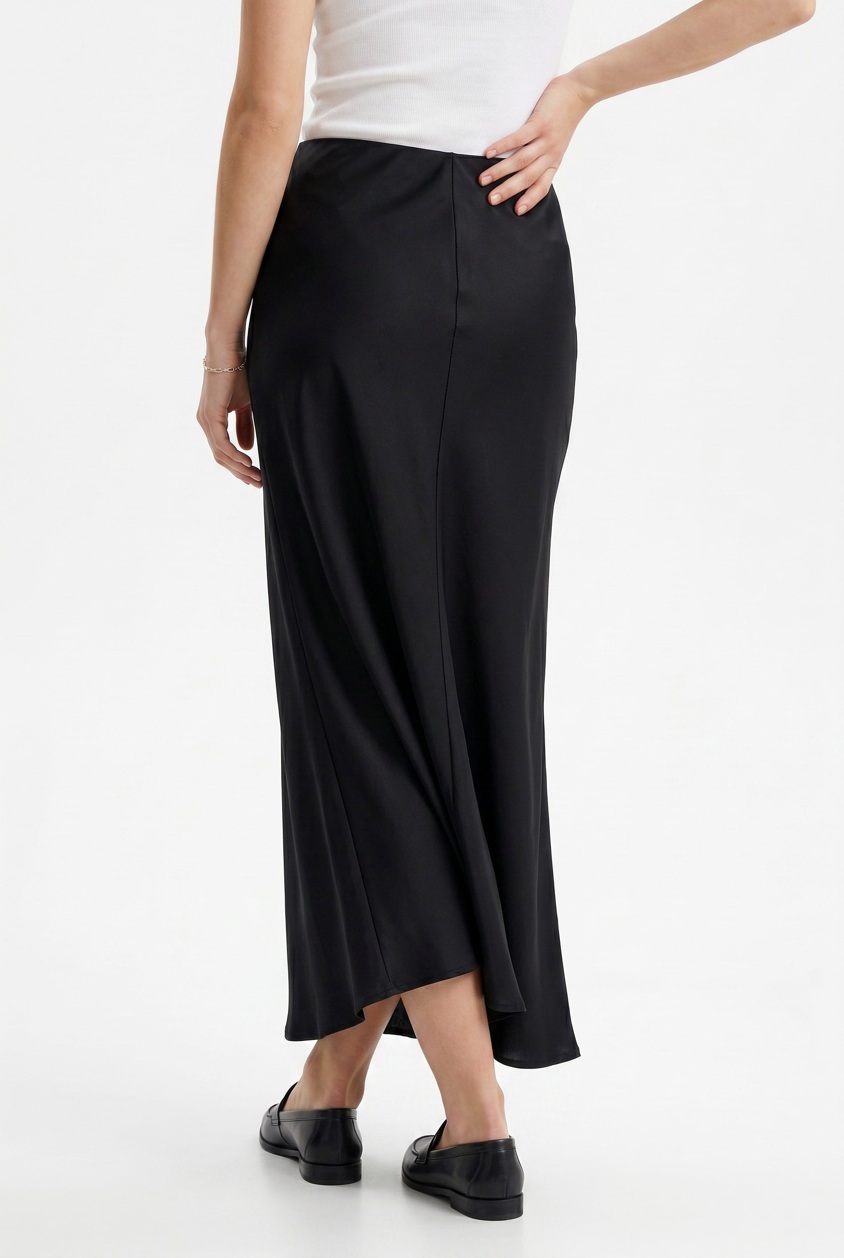 Black Satin Maxi Slip Skirt